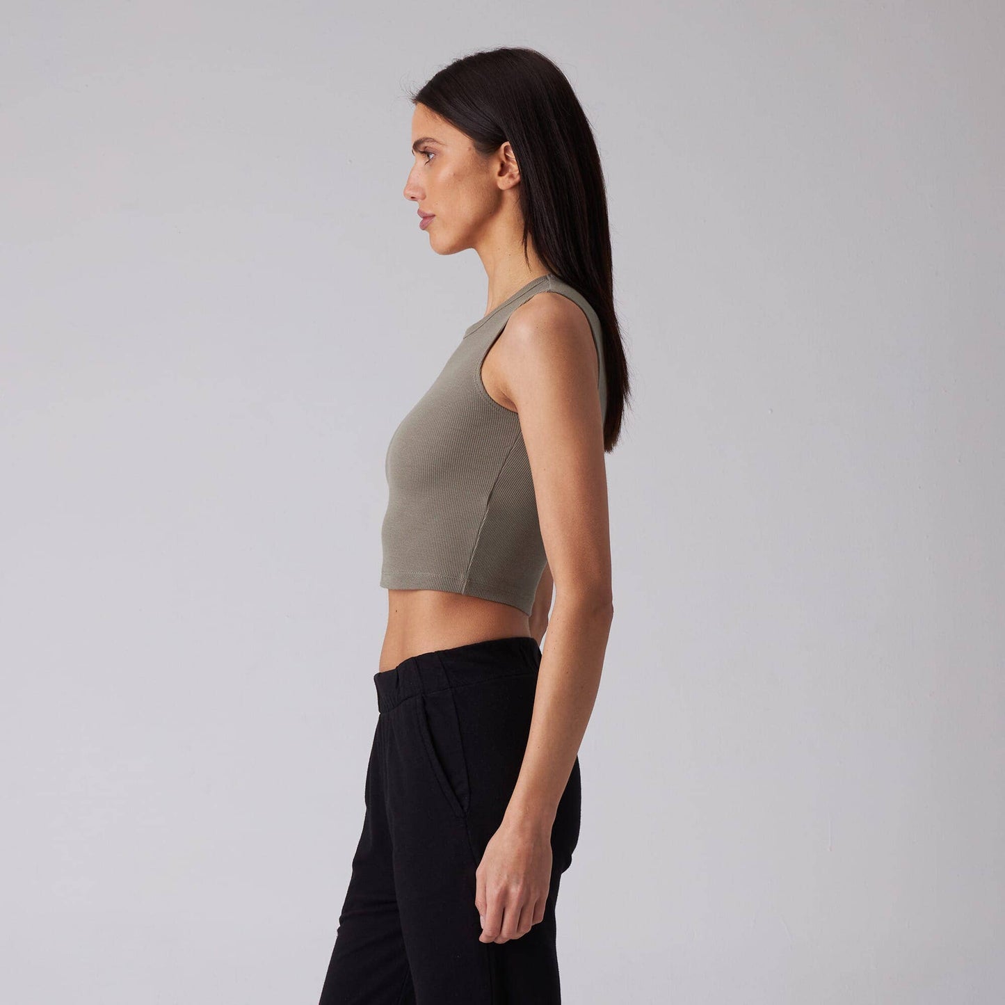 Rib Fitted Crop Tank