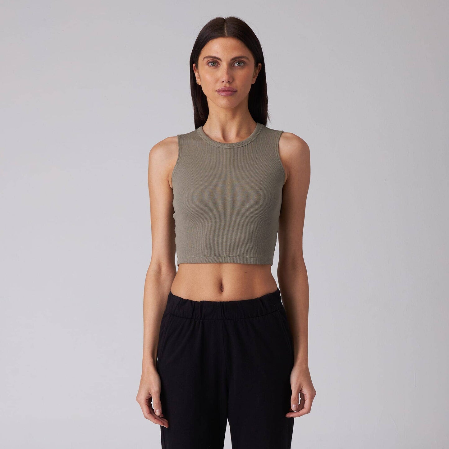 Rib Fitted Crop Tank