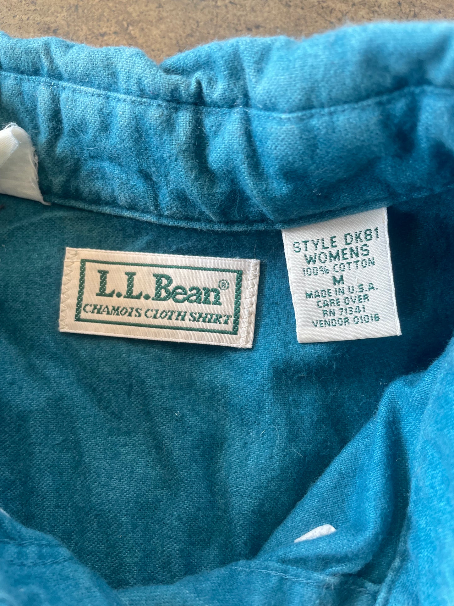 LL Bean Womens Teal Chamois Cloth Shirt