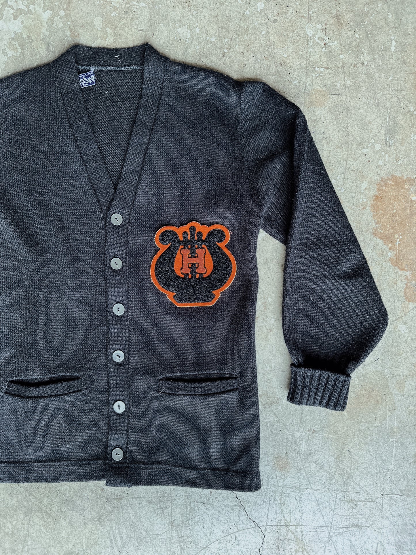 1950s Black Varsity Band Sweater