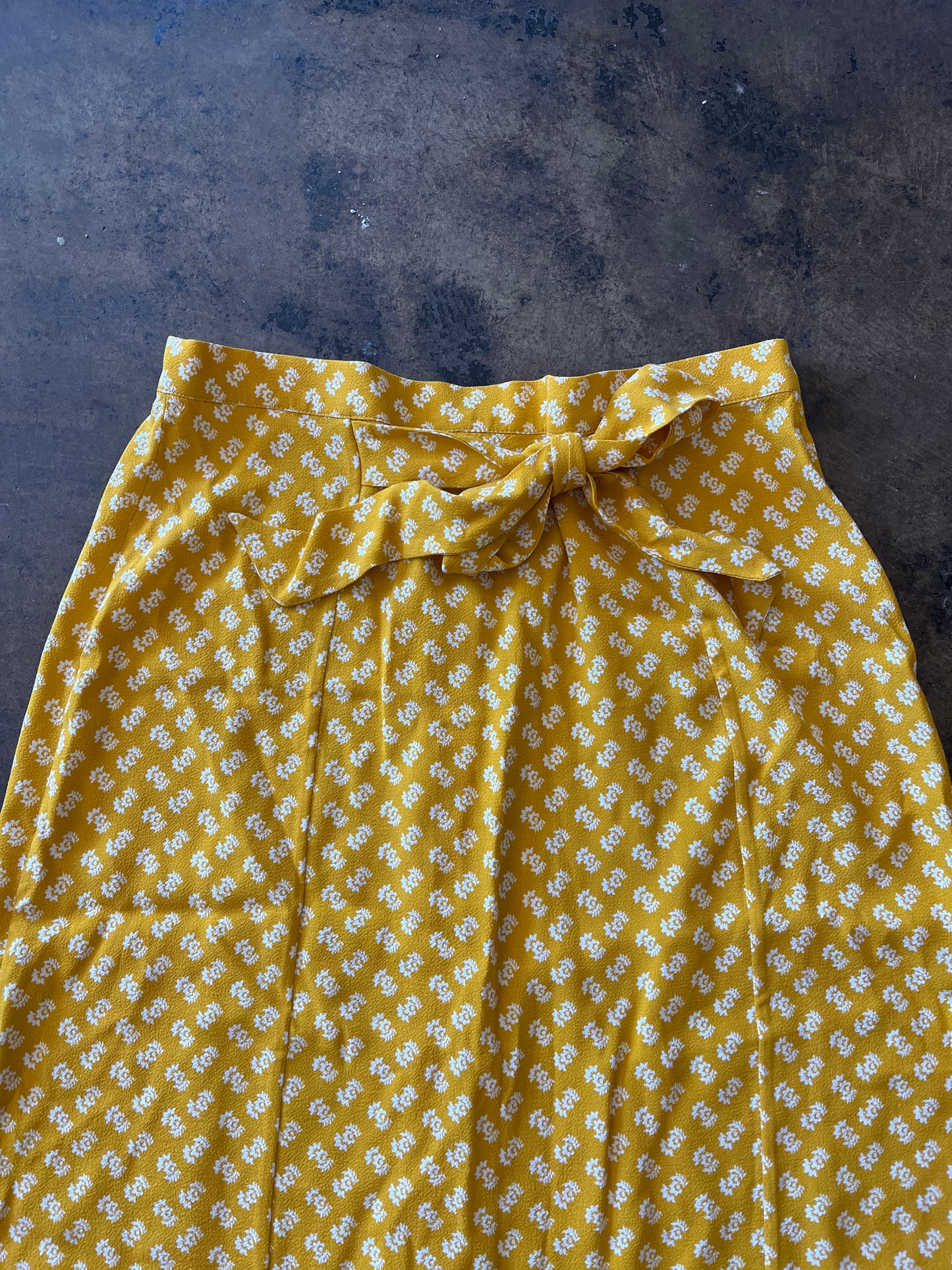Yellow Patterned Button Front Maxi Skirt