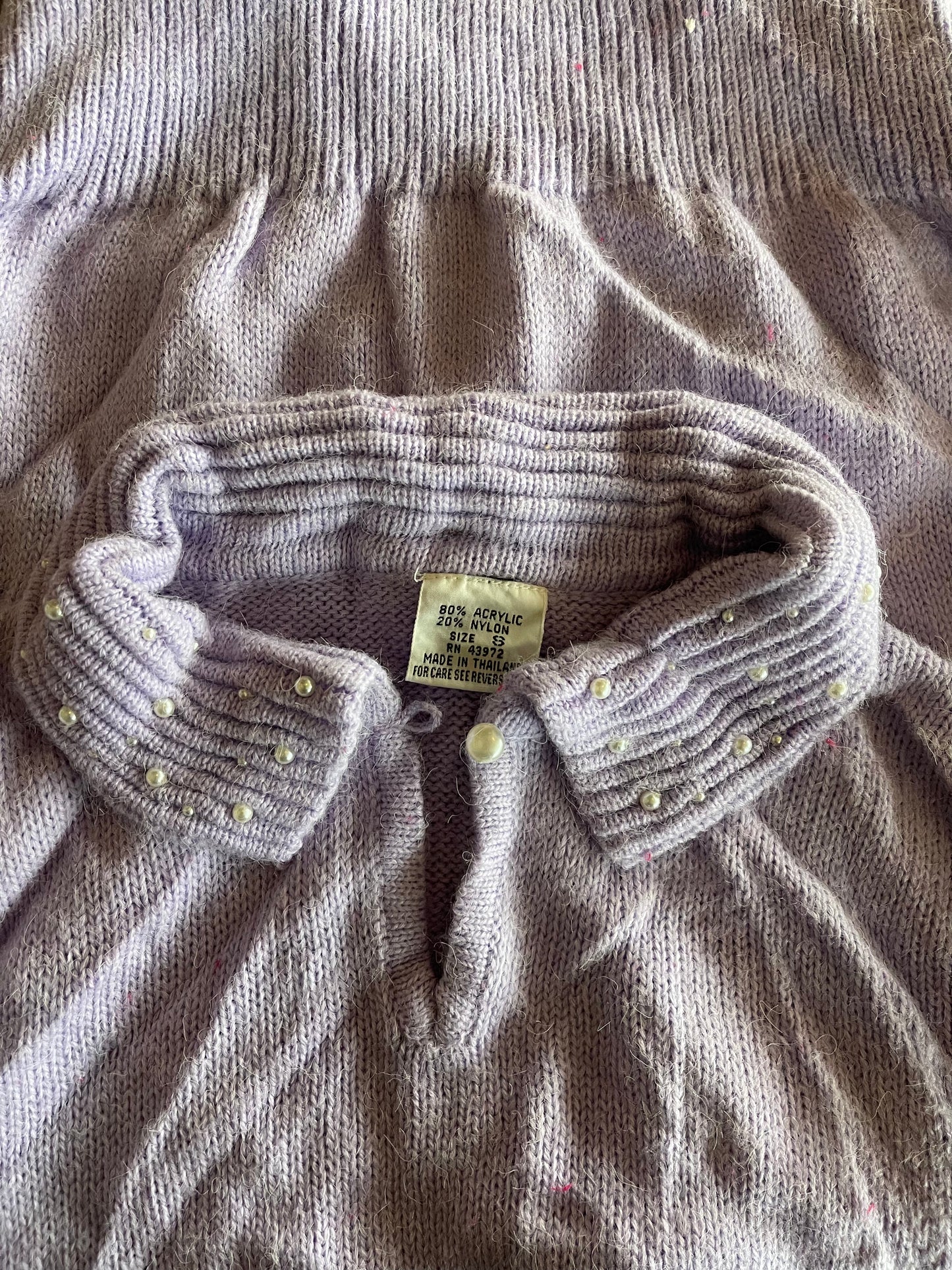 Lavender Pearl Collar Sweater