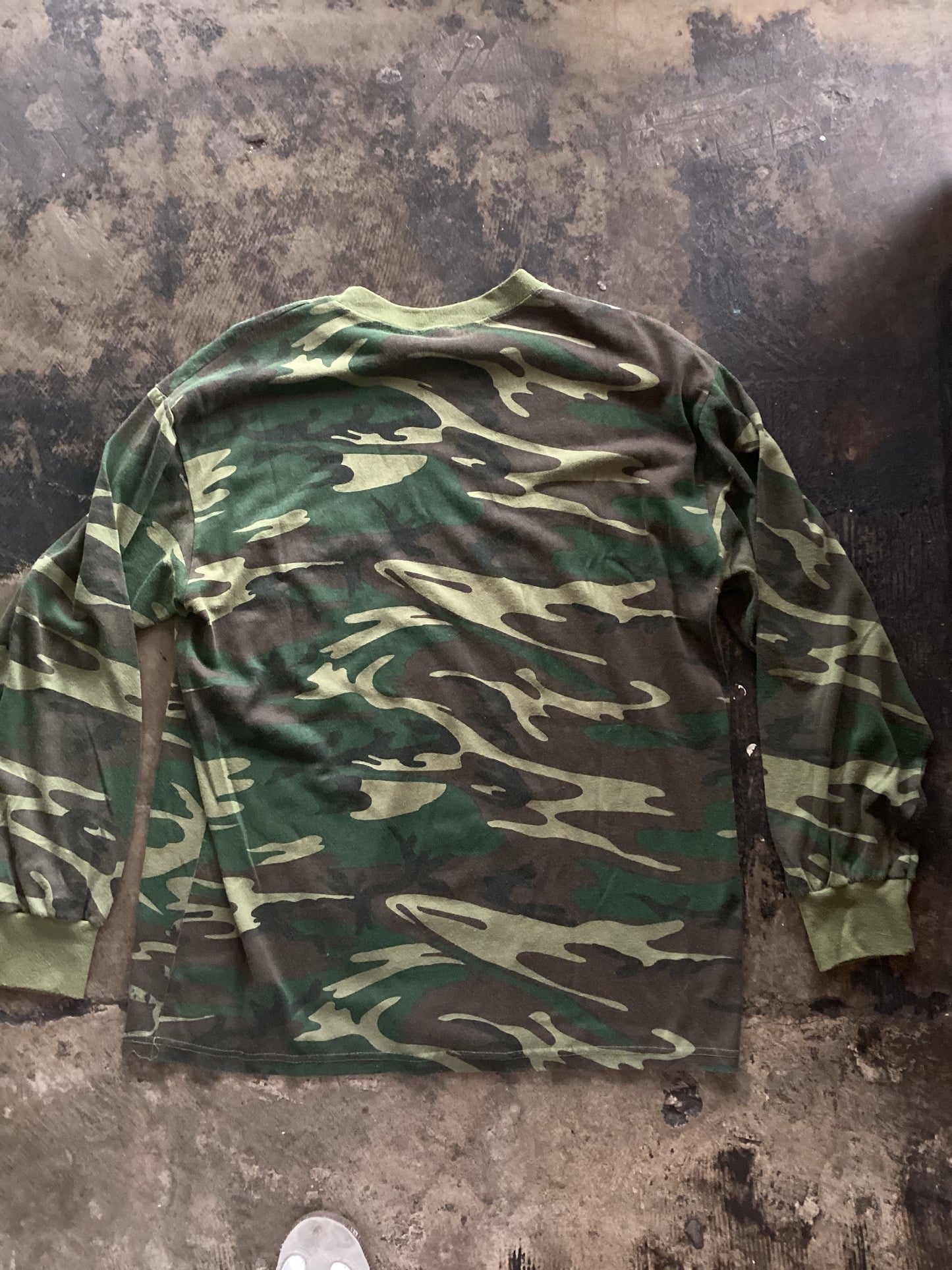 Green Camo Long Sleeve Pocket Tee