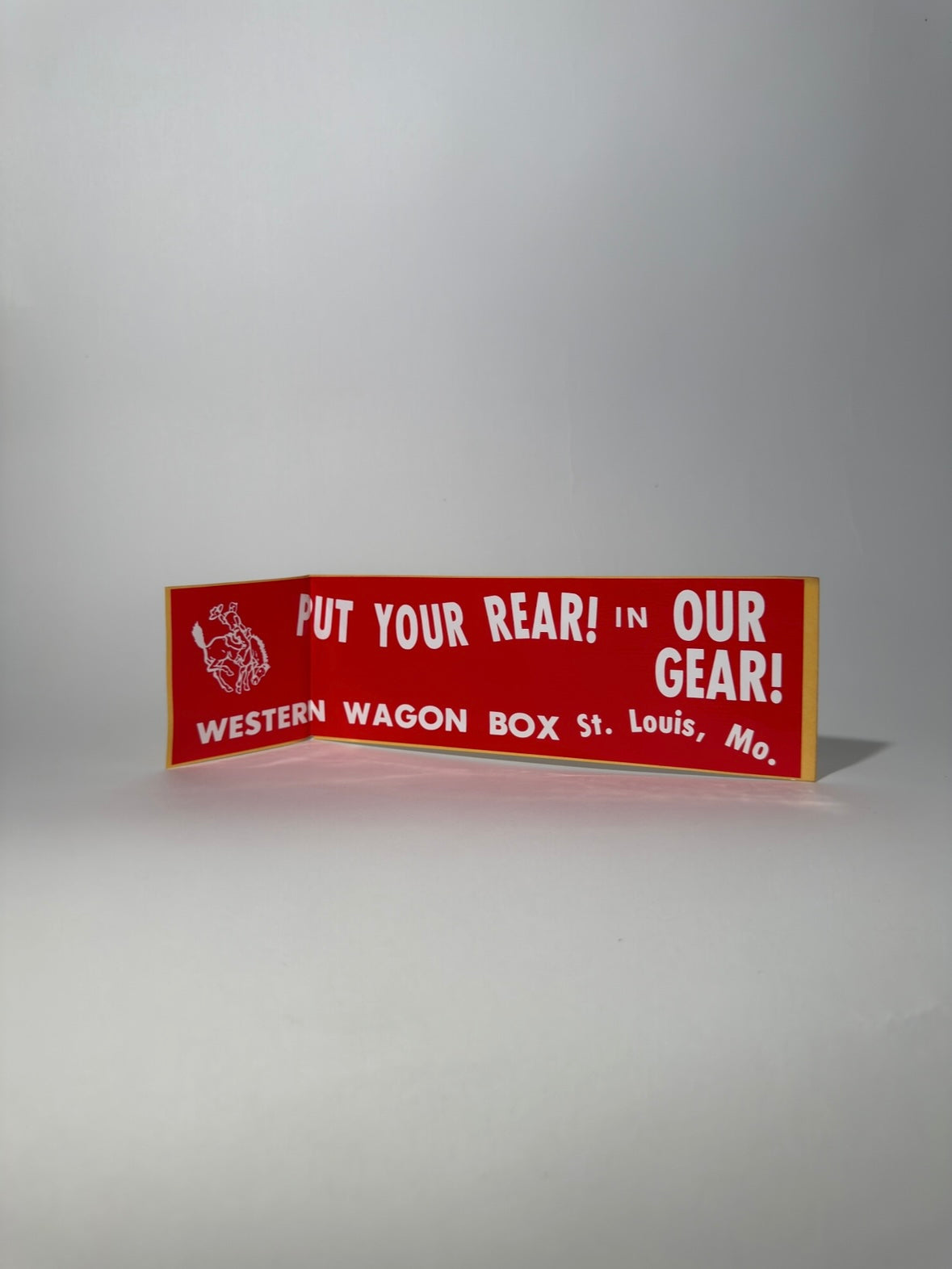 Red Rear in Gear Western Wagon Box Sticker