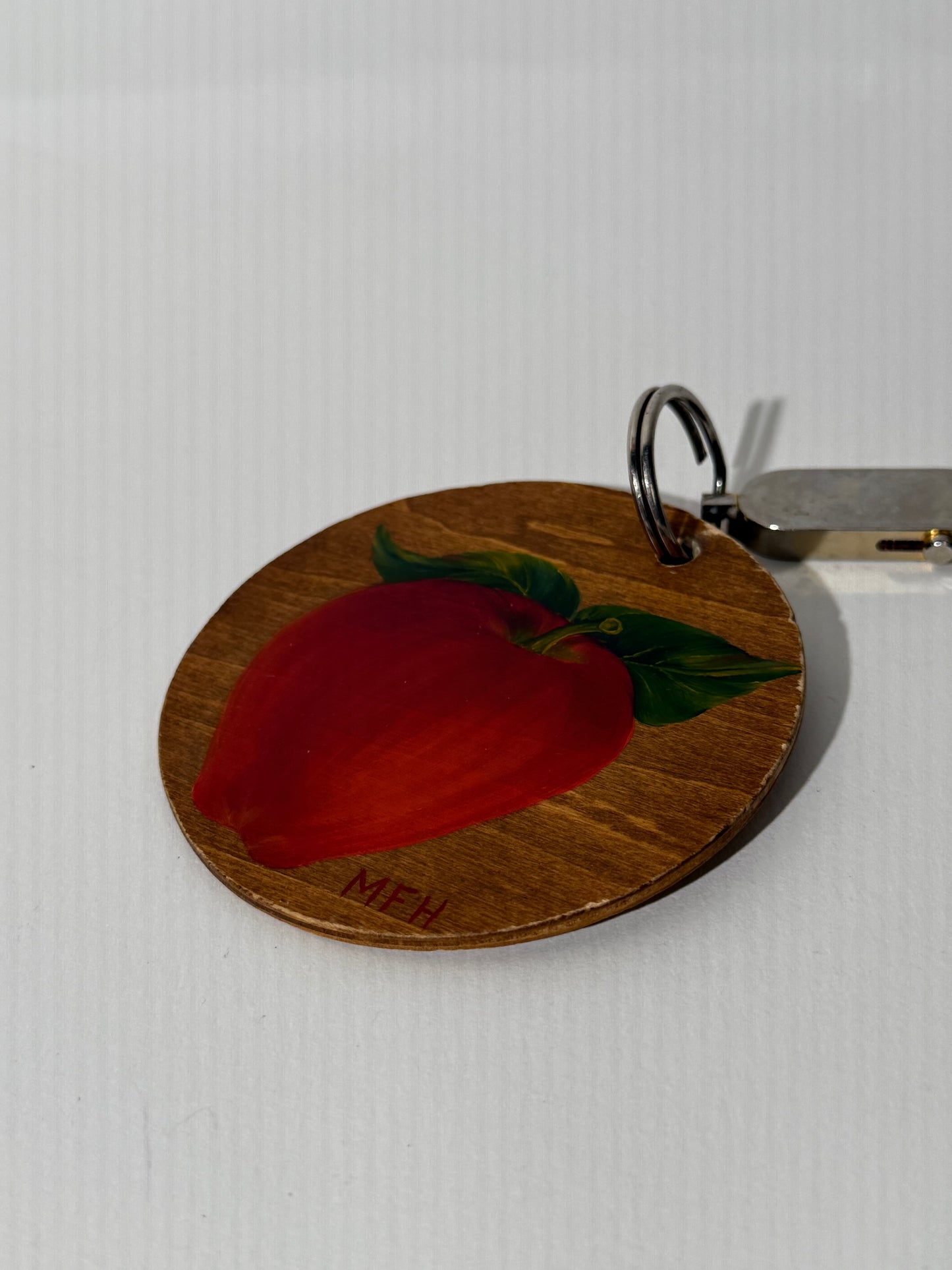 Wooden Handpainted Apple Keychain