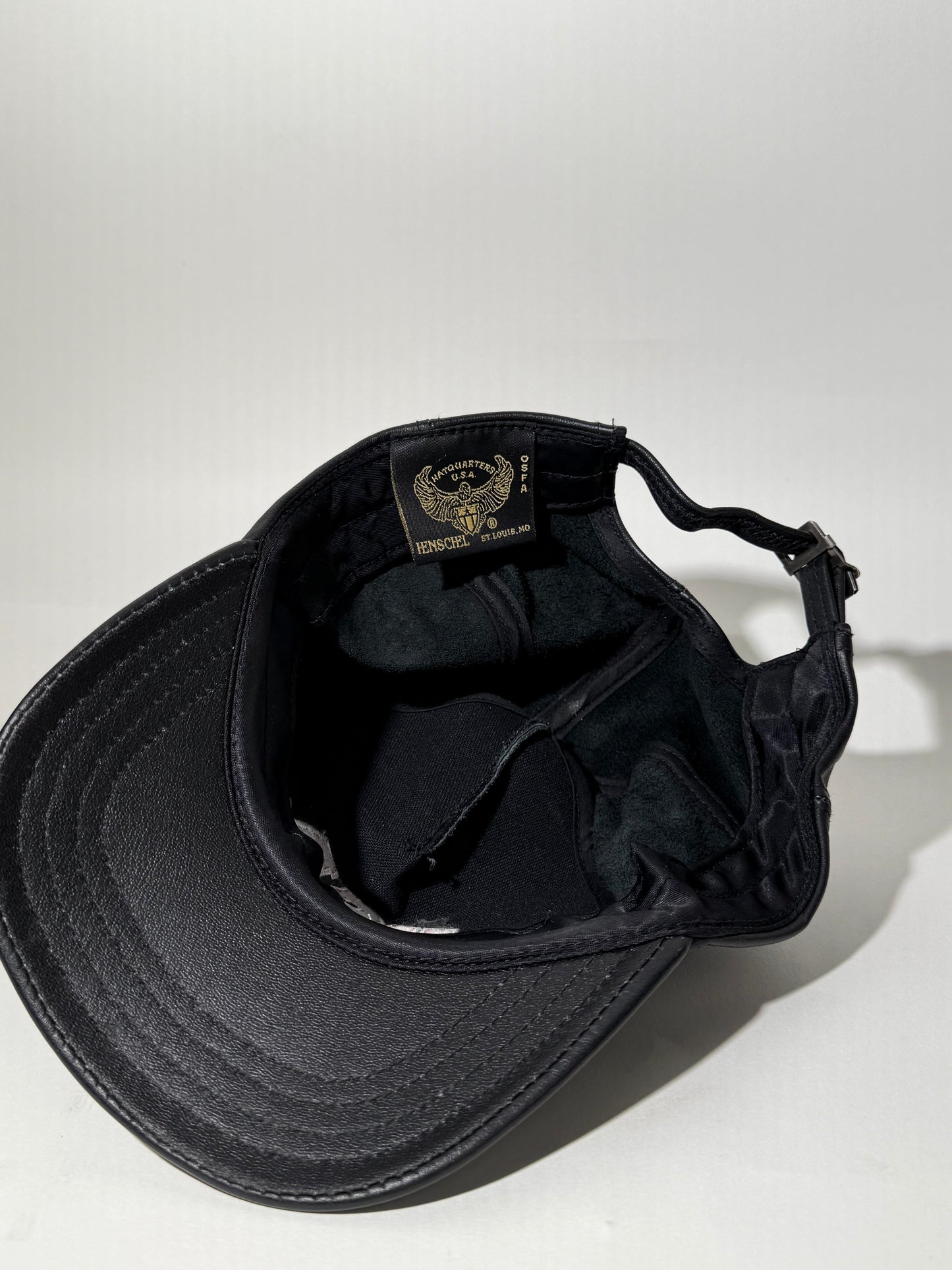 Black Leather USA Hat