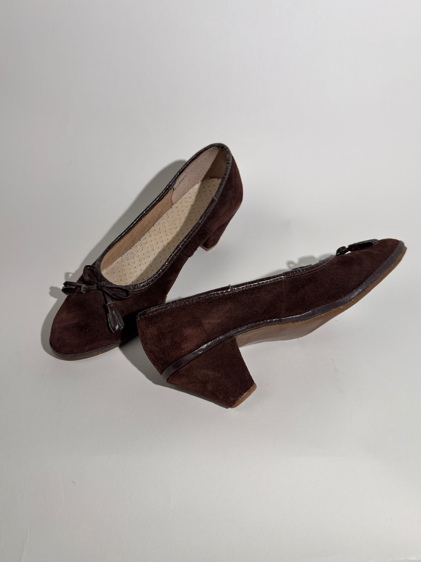 Brown Leather Tassel Heels