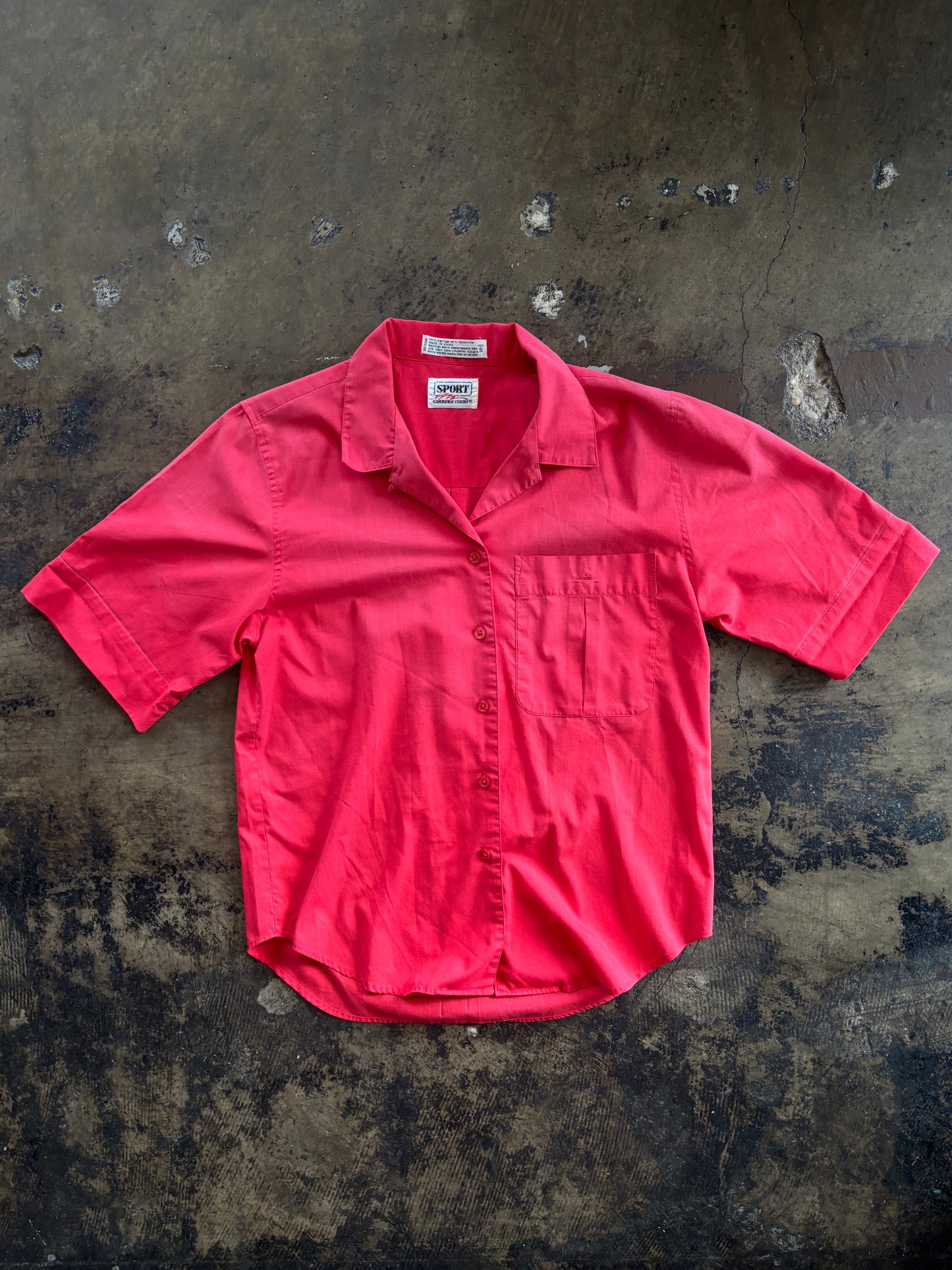 Red Sport Carriage Court Short Sleeve Blouse
