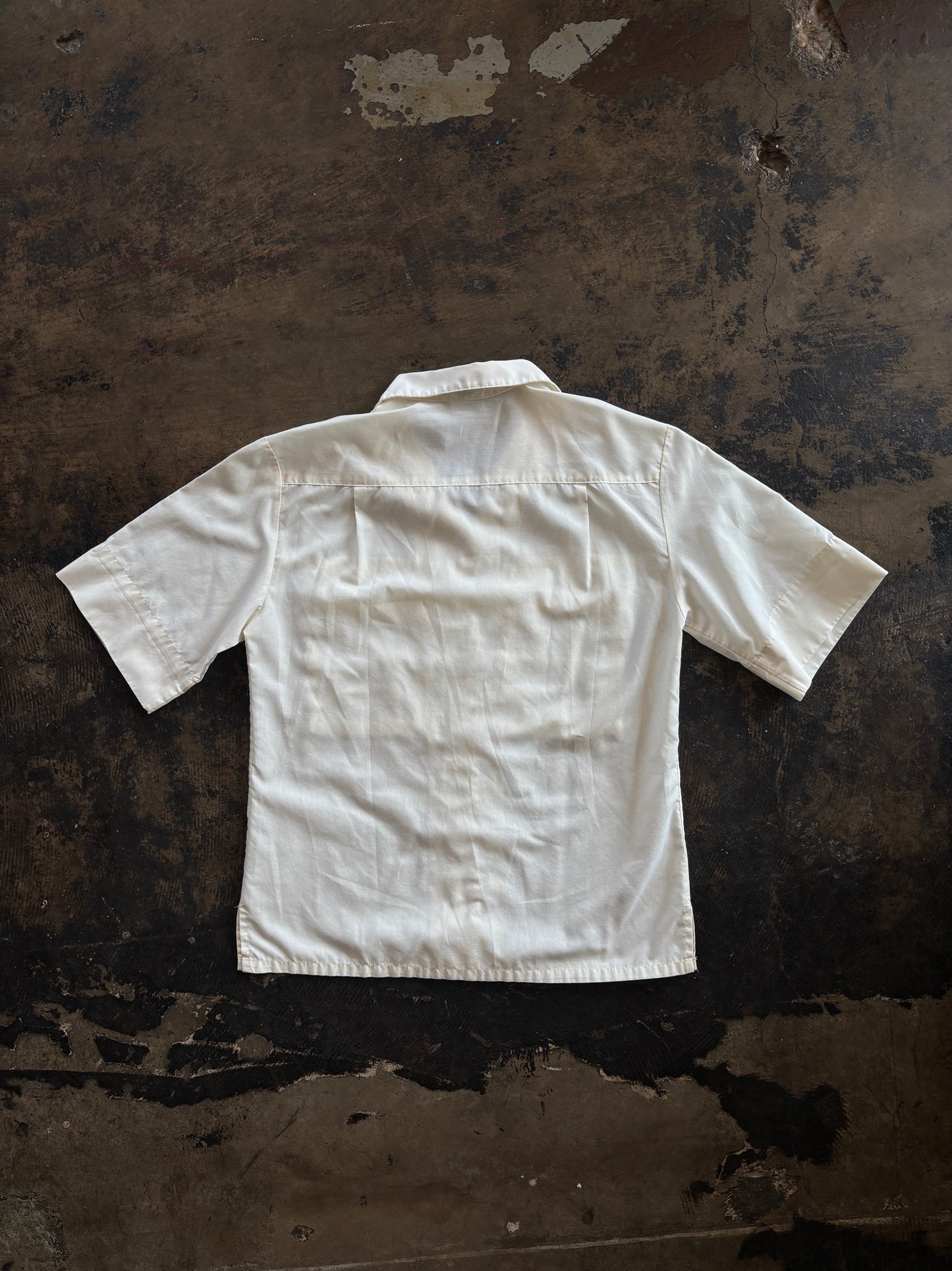 Cream Pocket Front Short Sleeve Blouse