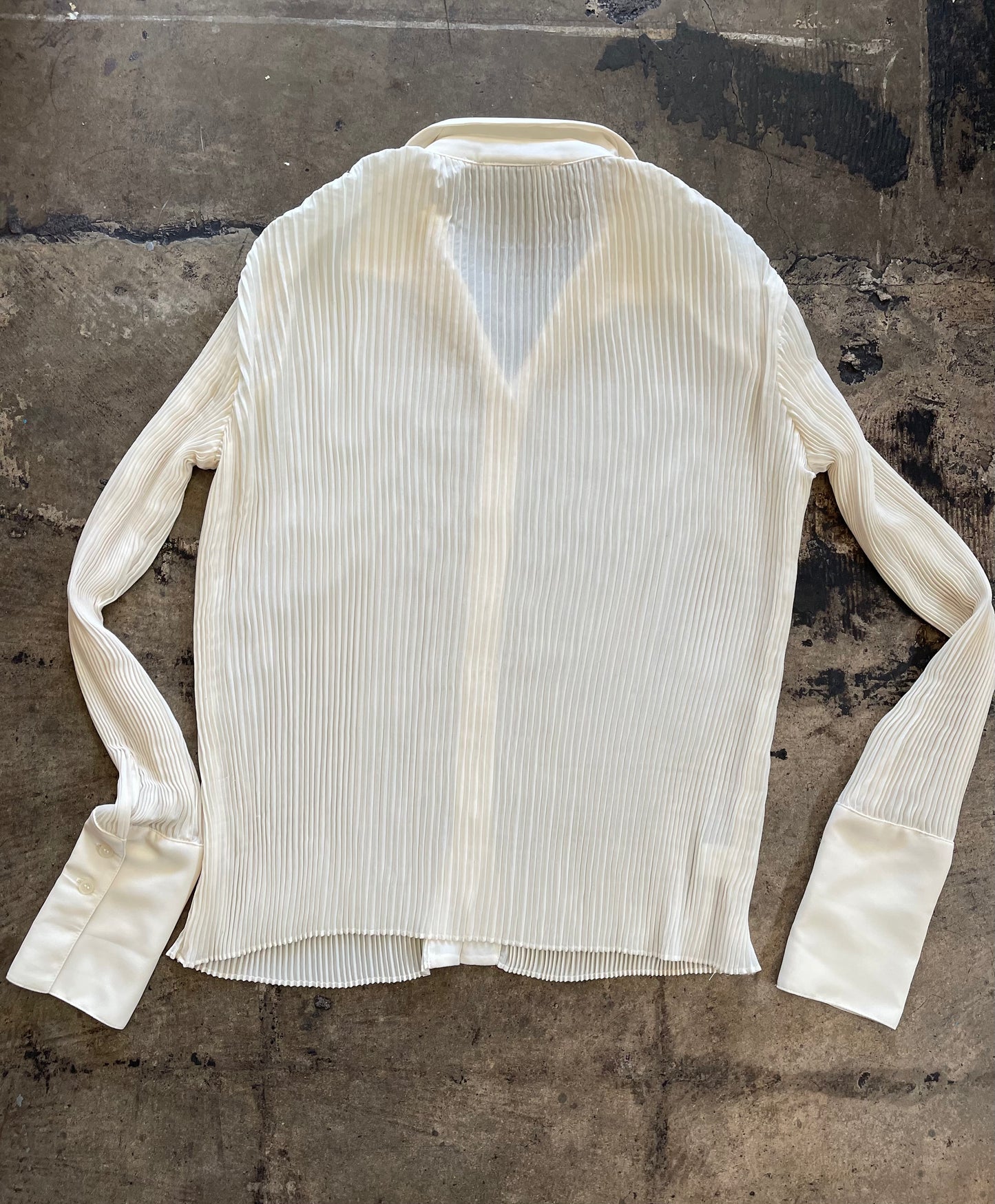 Sheer Cream Pleated Blouse