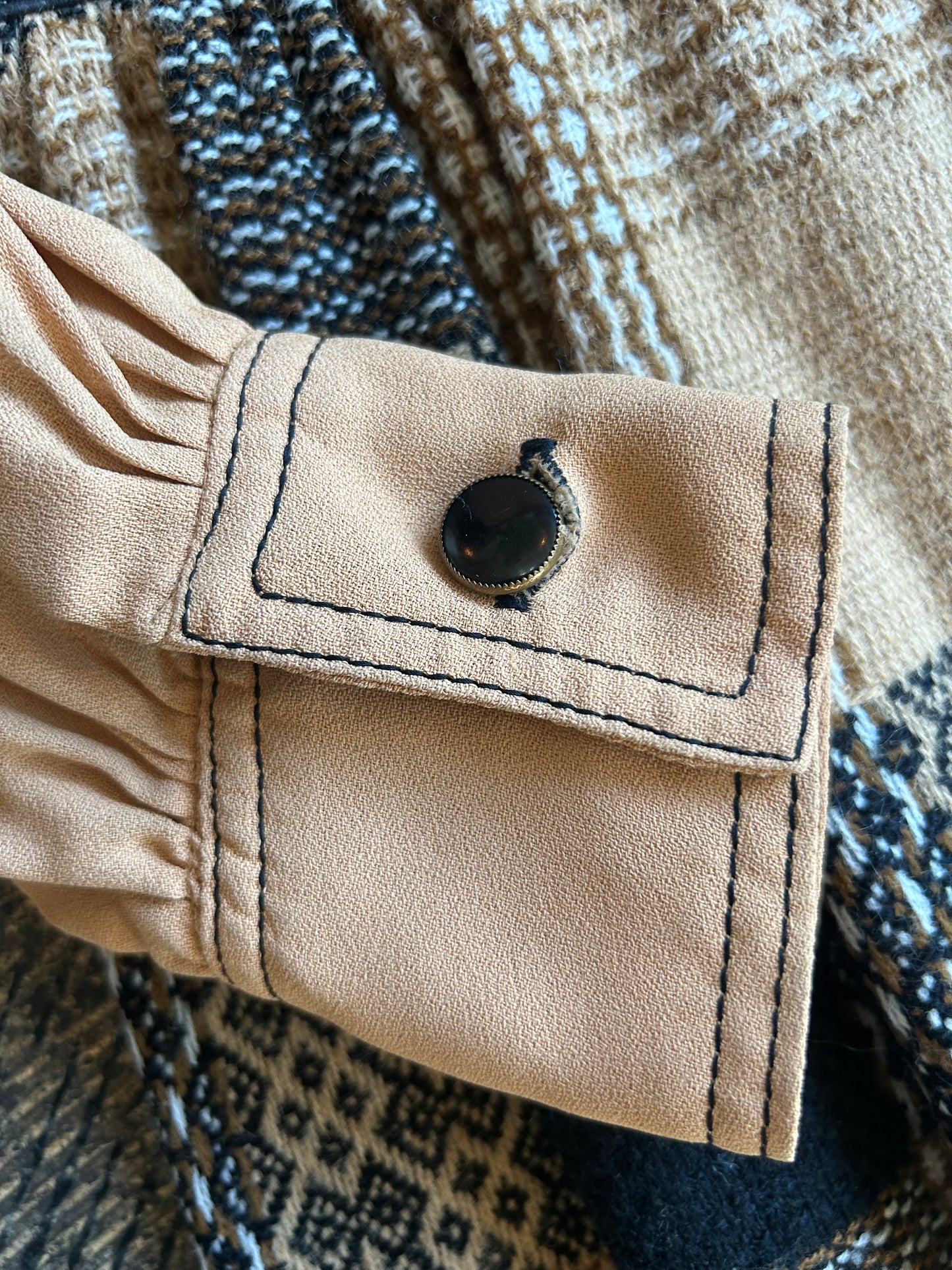 Howard Wolf Tan Patterned Dress + Vest Set