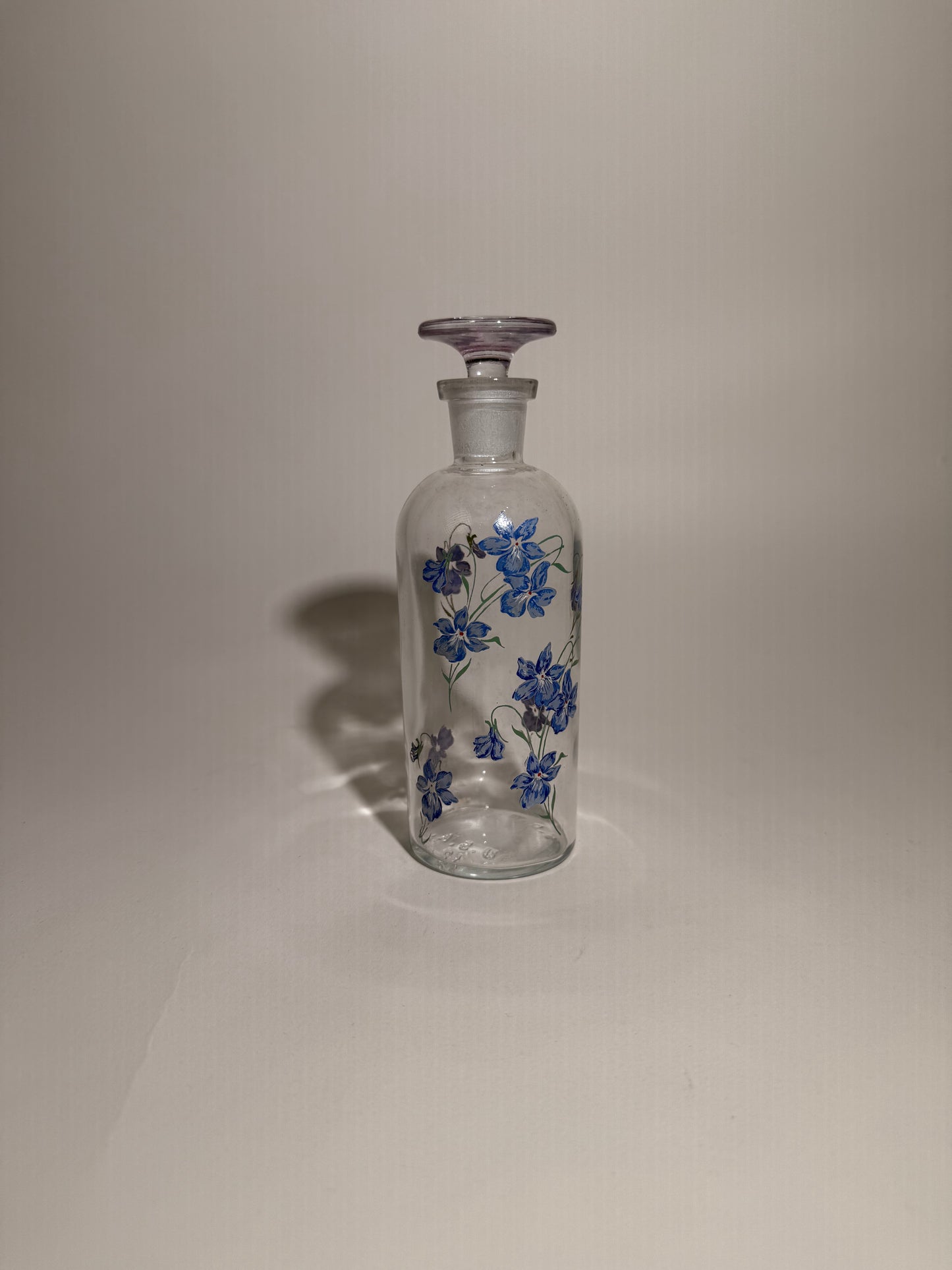 Blue Floral Glass Container