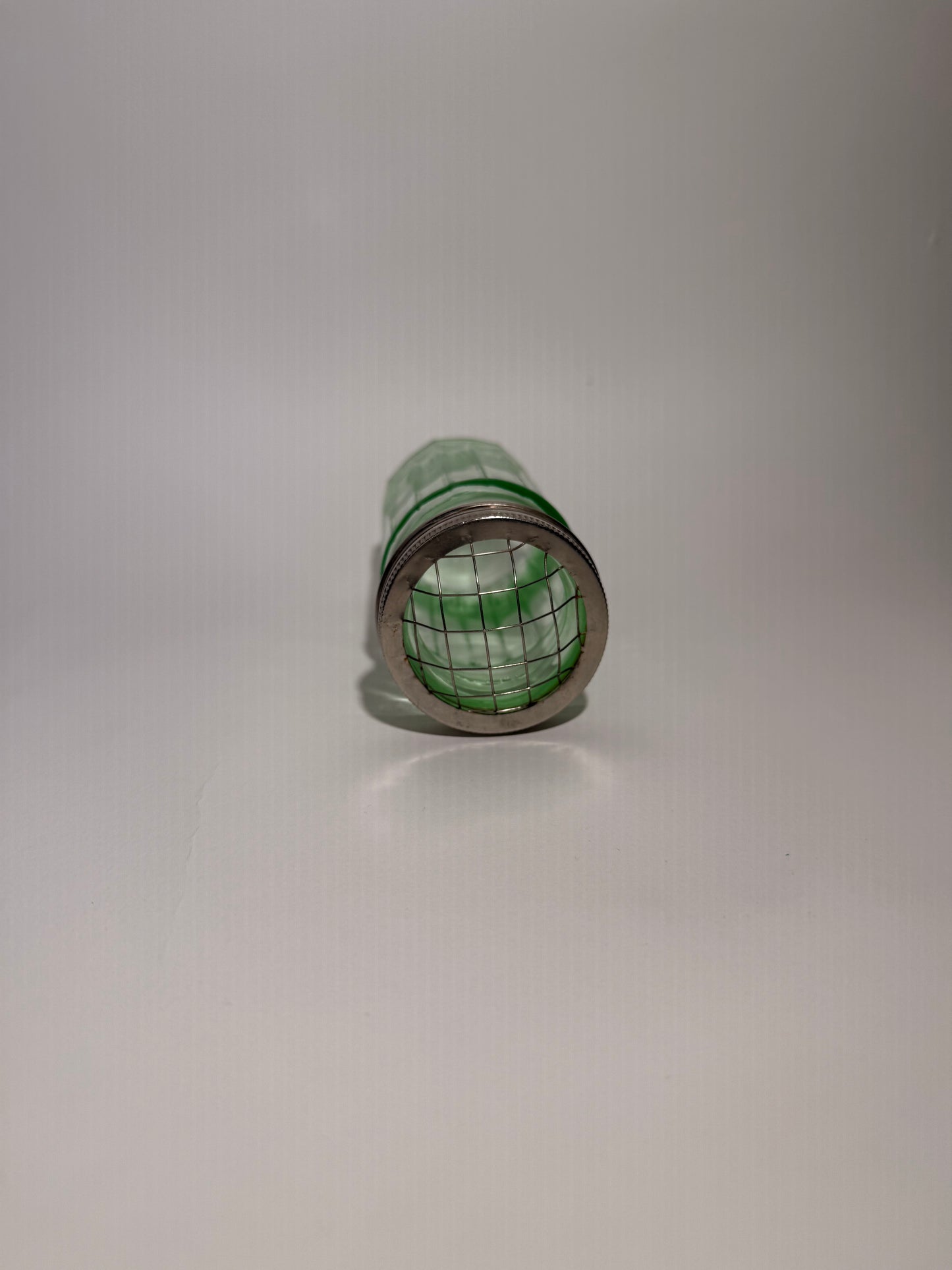 Green Glass Floral Screen Vase