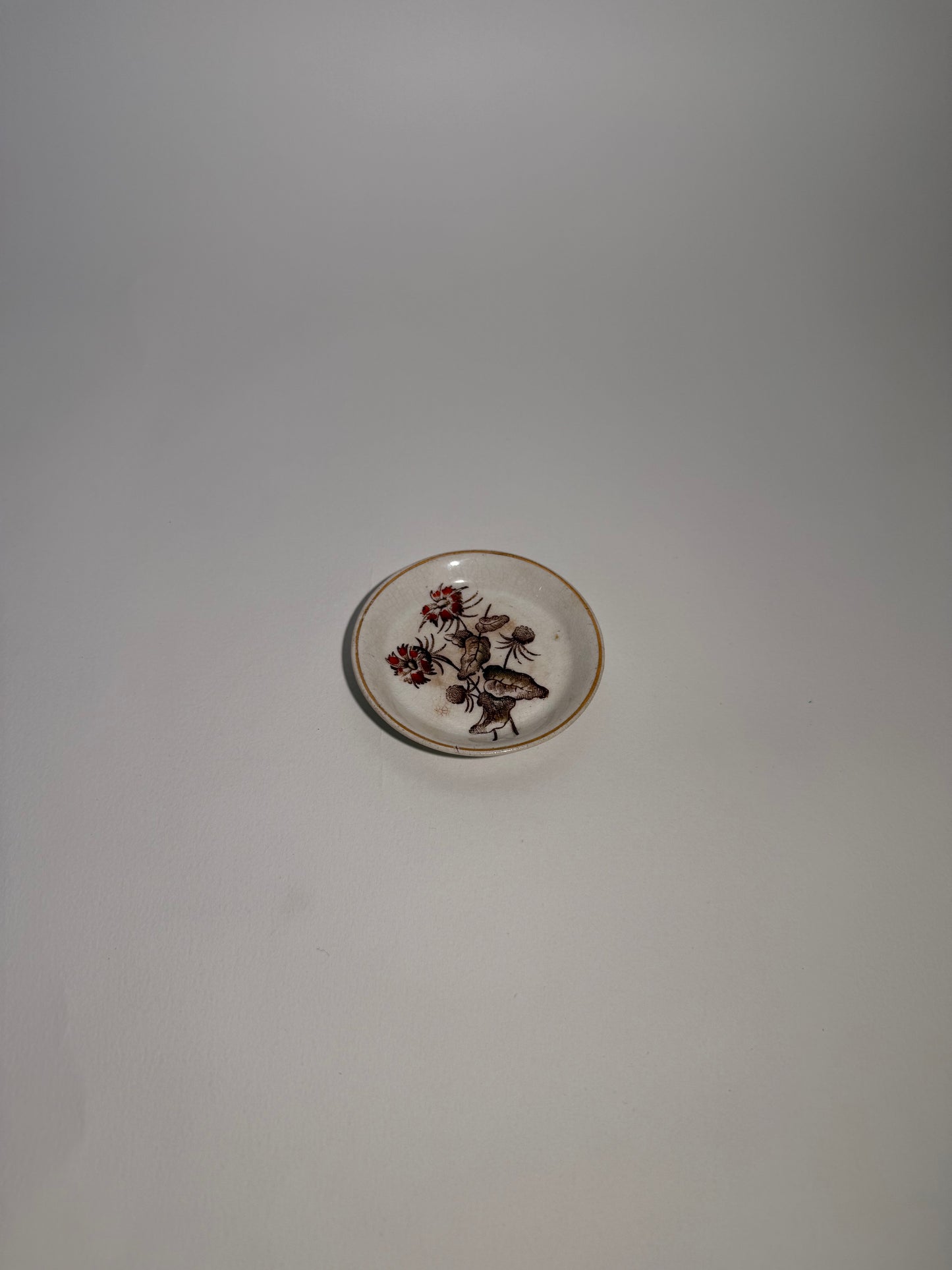 Small Red Floral Gold Rim Dish