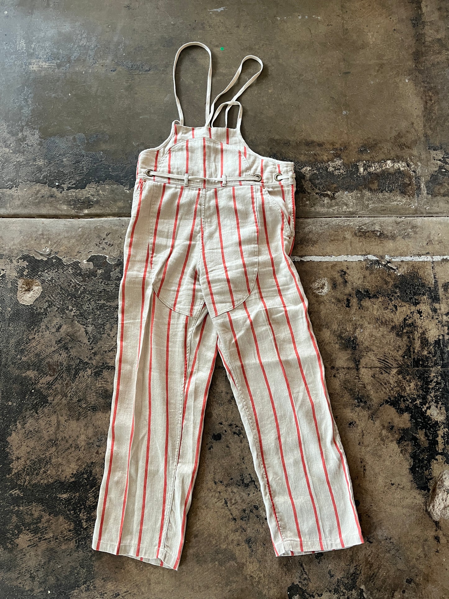 Kapital Striped Overall Linen Jumpsuit