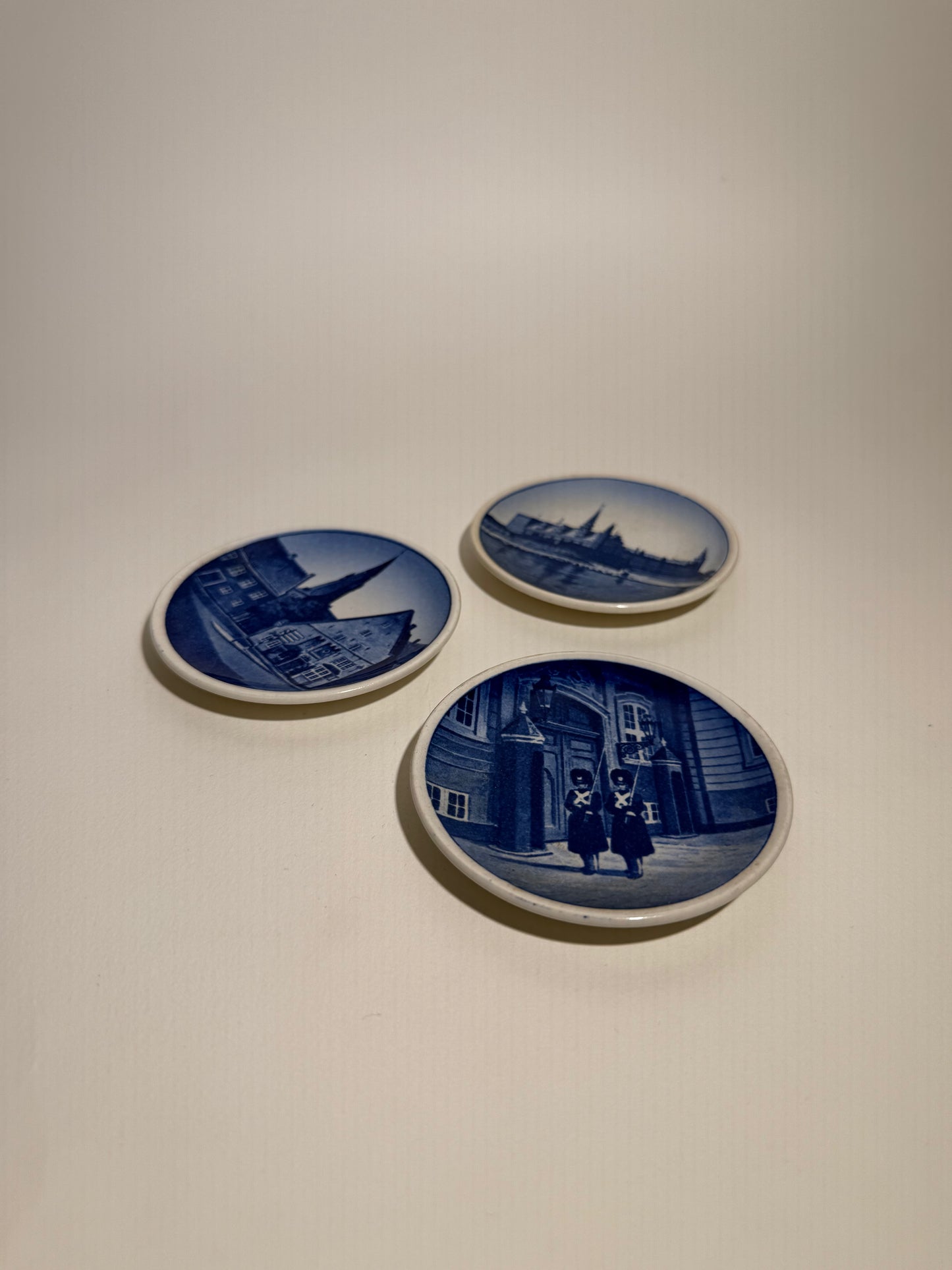Set of 3 Blue Scene Denmark Small Ceramic Dishes