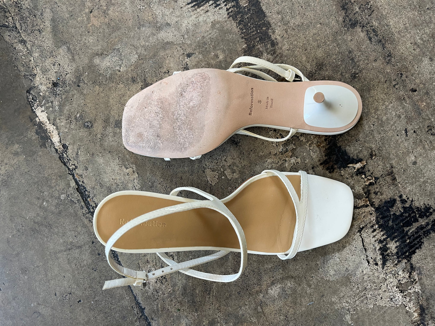 White Patent Reformation Strappy Heel