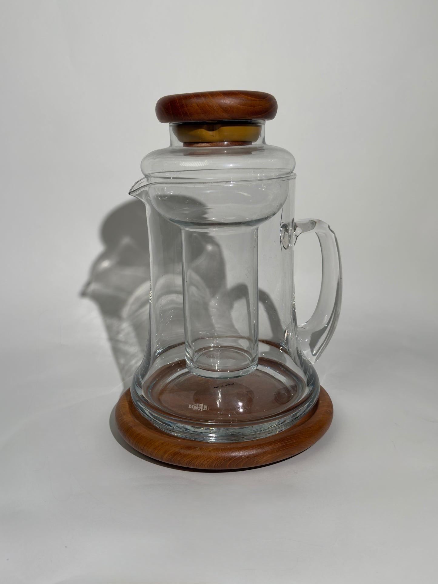 Large Glass + Wood Beverage Pitcher