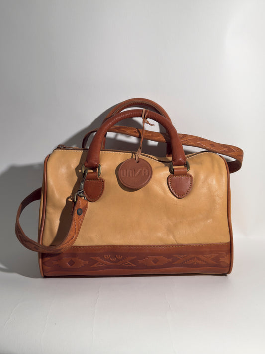 Brown Leather Western Bowling Bag