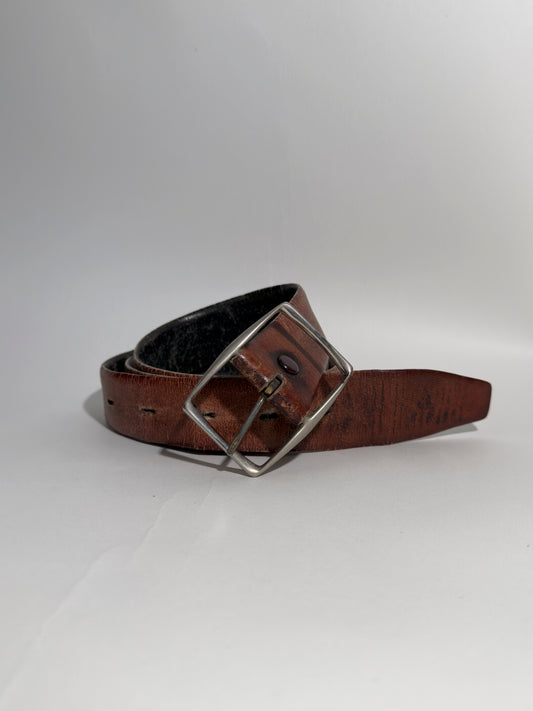 Distressed Brown Leather Belt