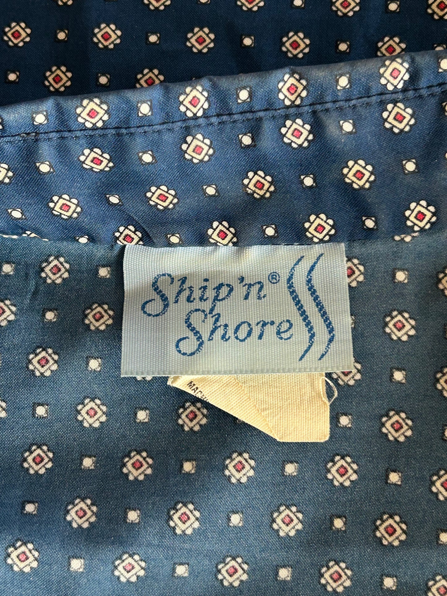 Blue Patterned Button Up Blouse