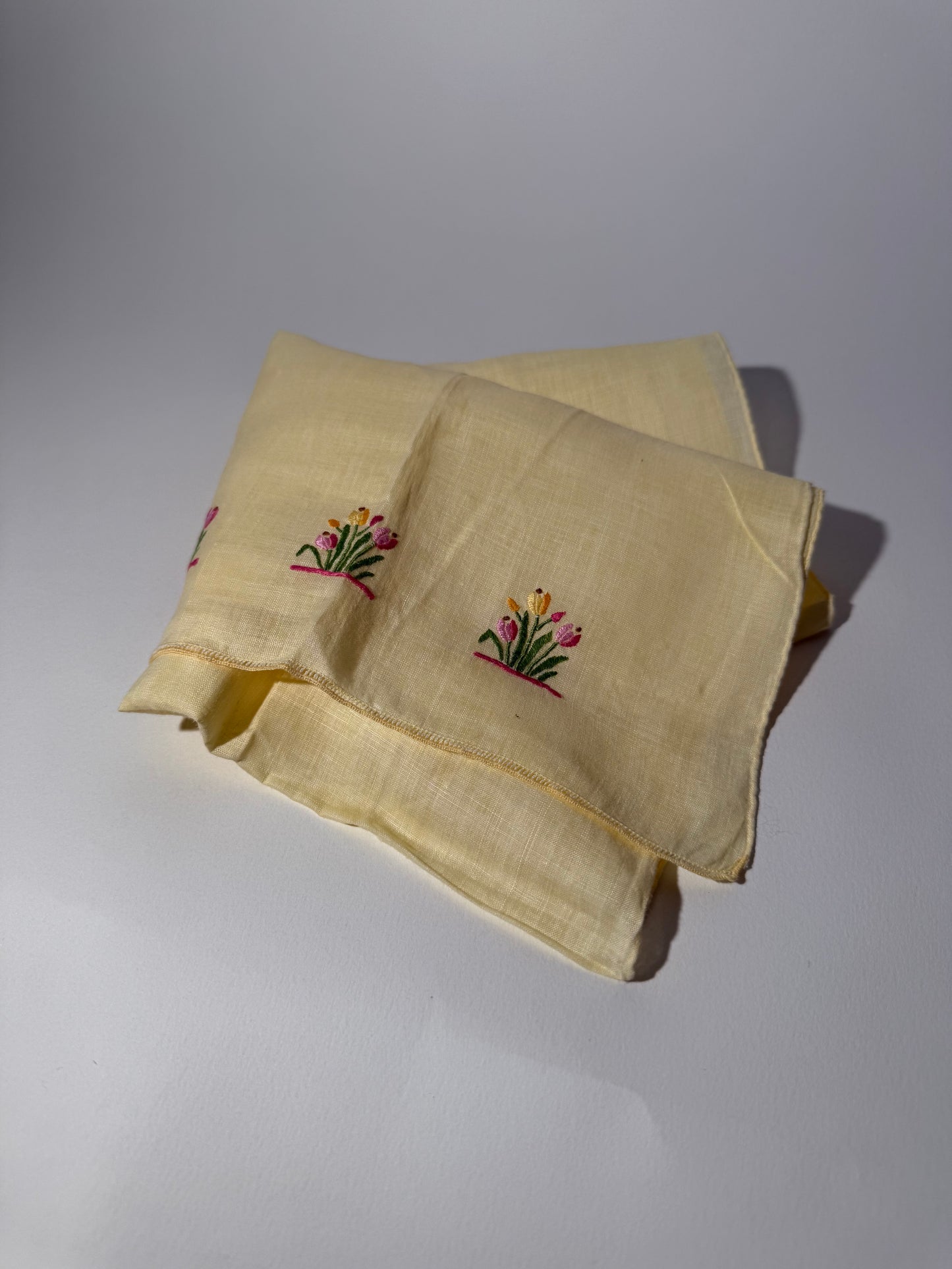 Yellow Tulip Embroidered Napkin