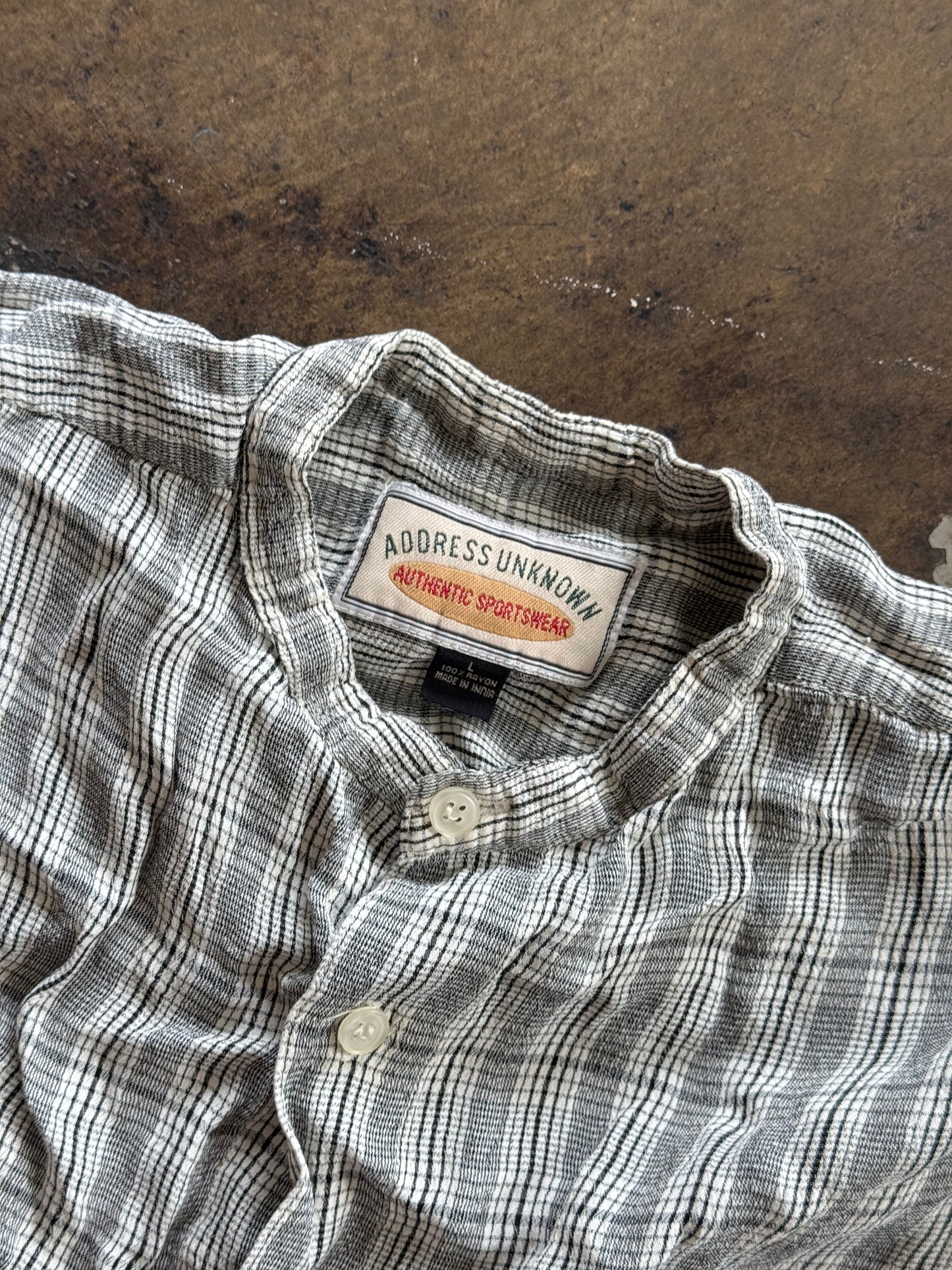 Cream + Black Plaid Button Down Blouse