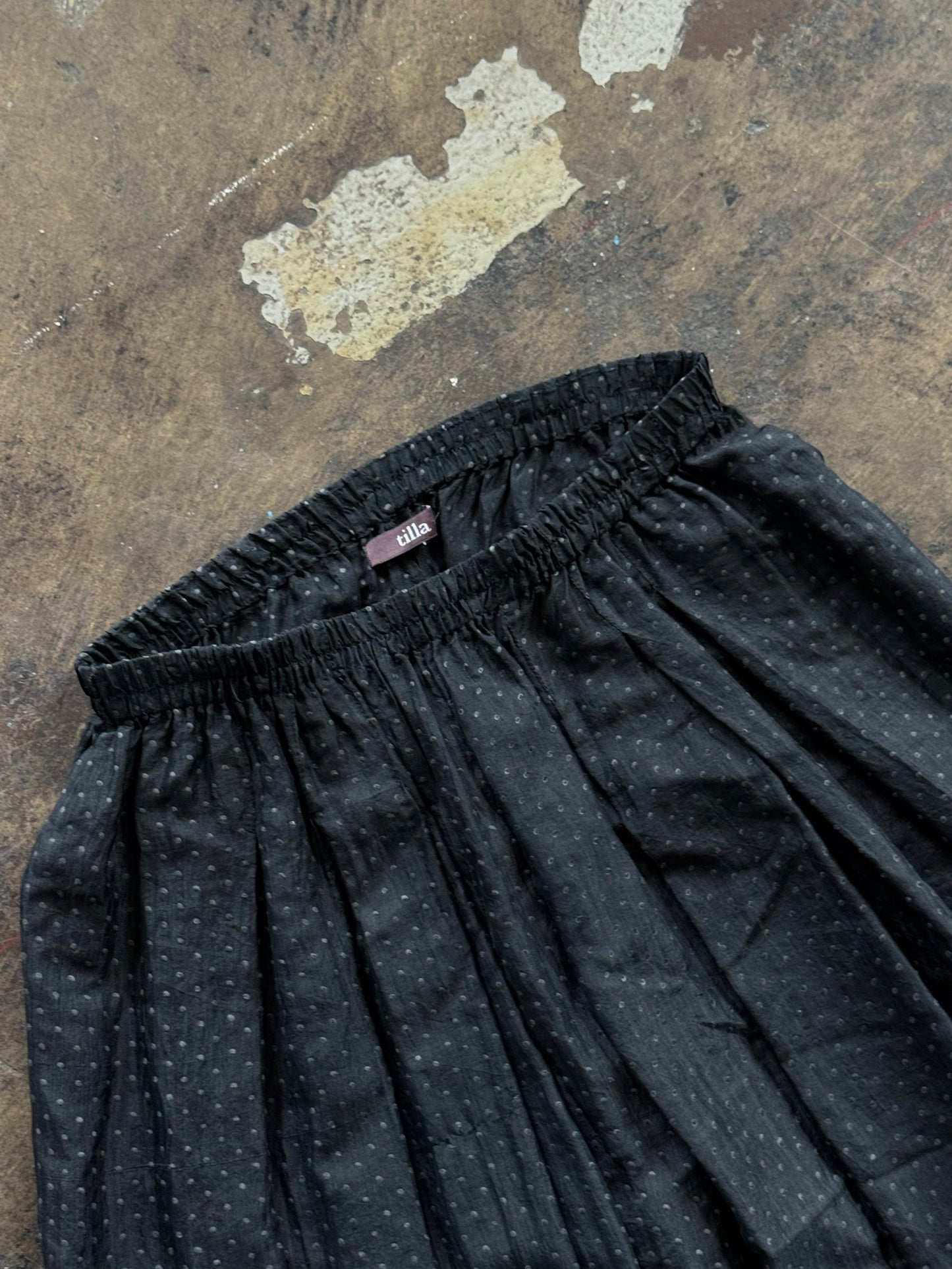 Sheer Black Polkadot Wide Leg Pant