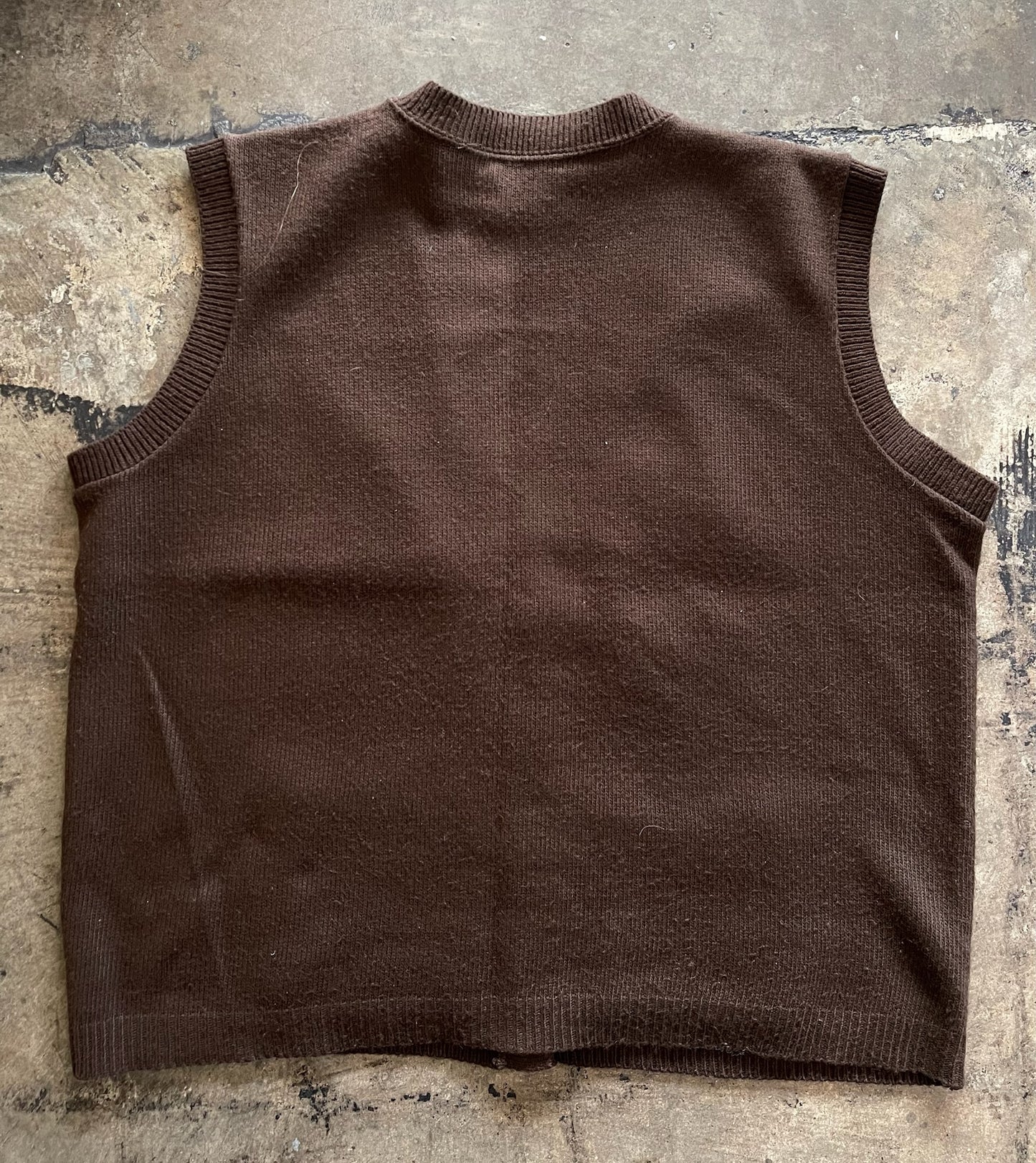 Brown Button Front Sweater Vest