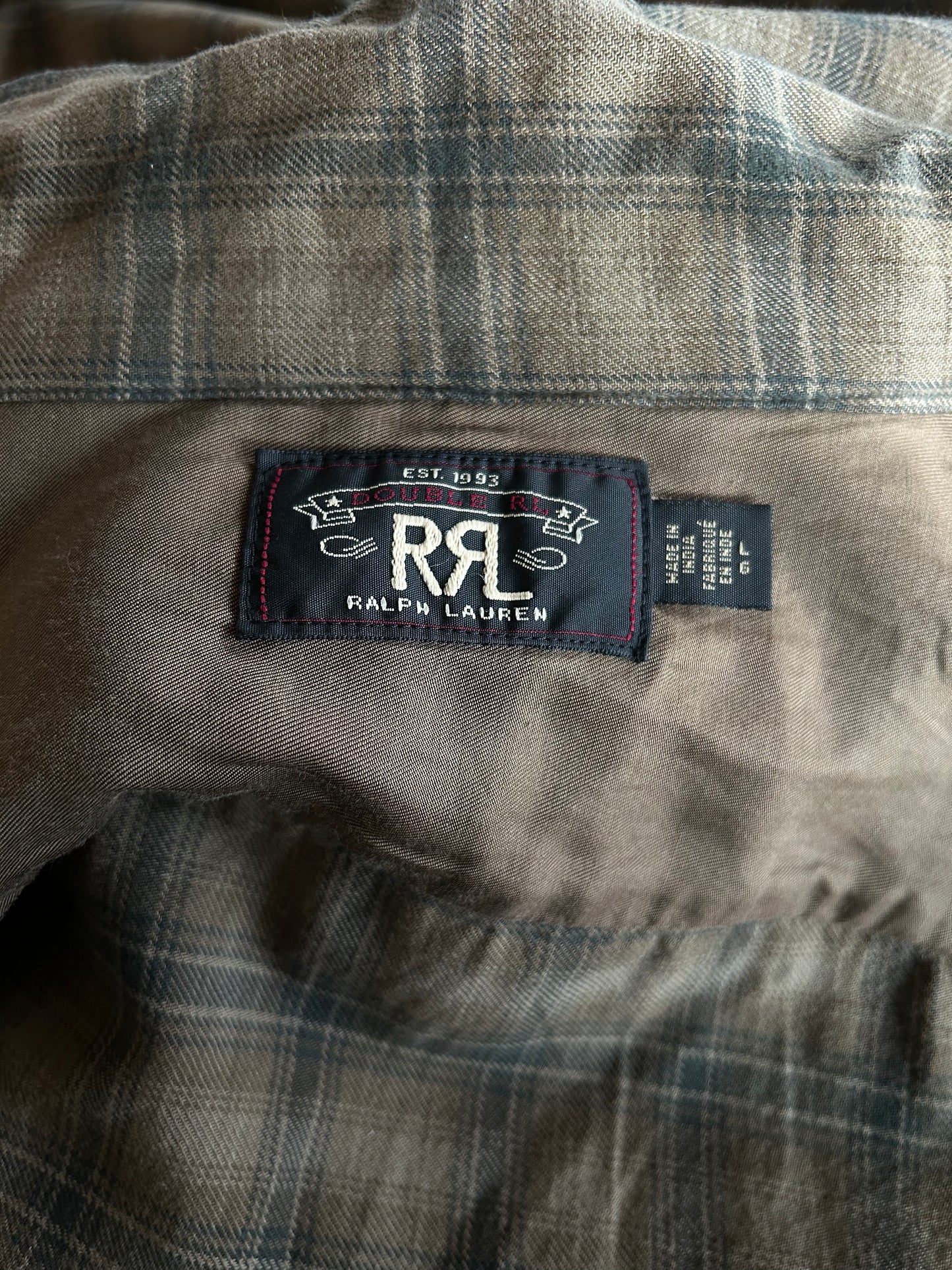 RRL Brown Plaid Button Up