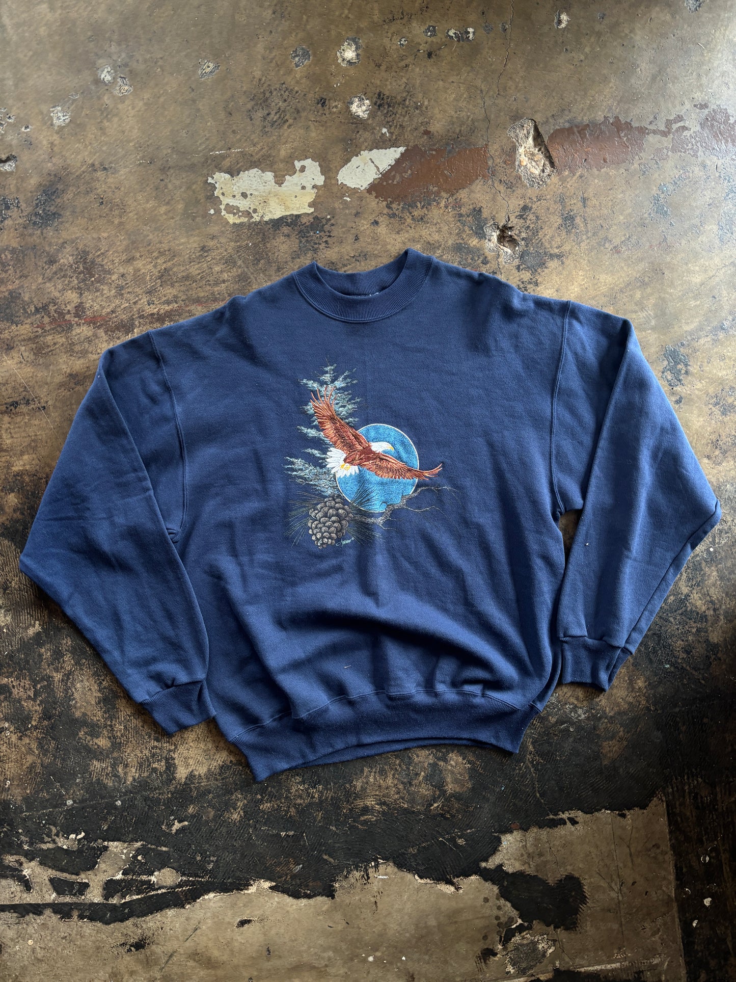 Navy Embroidered Eagle Crewneck Sweater