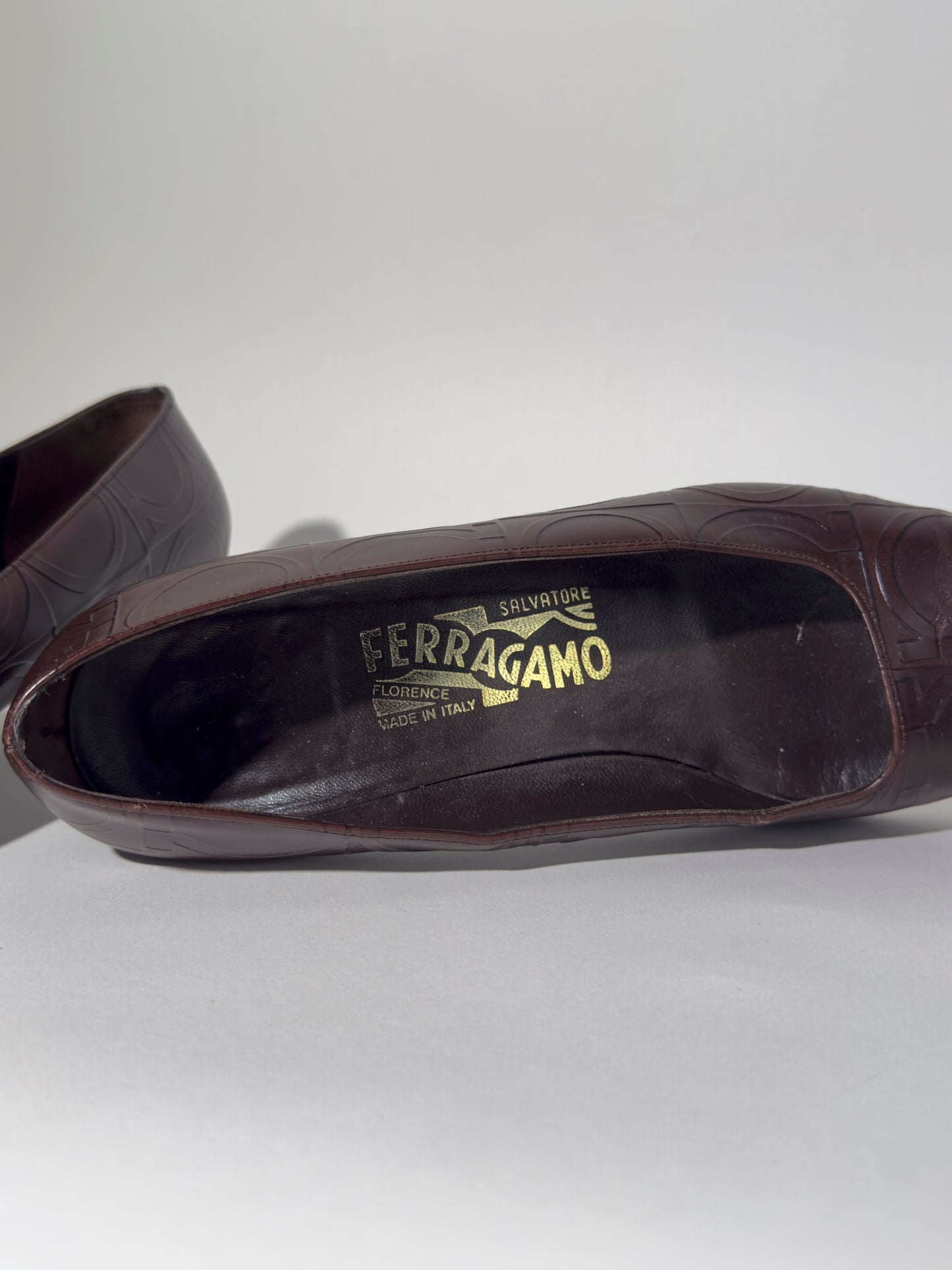 Brown Leather Ferragamo Heels