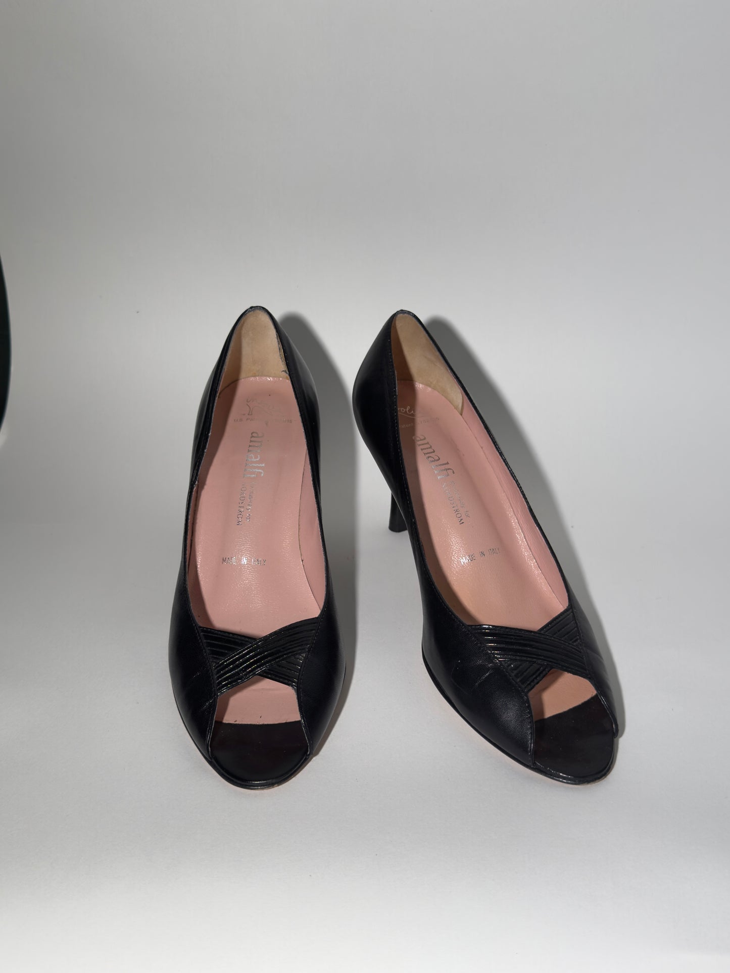 Amalfi Black Leather Peep Toe