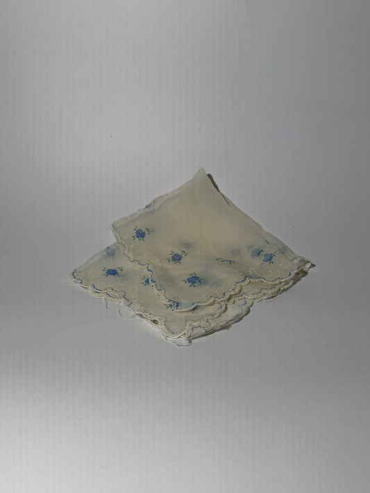 Silk Blue Floral Handkerchief