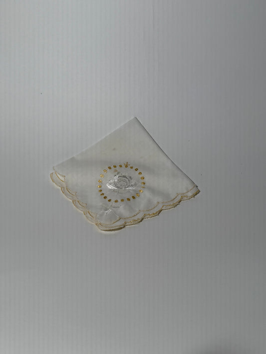 Yellow Rose Scallop Edge Handkerchief