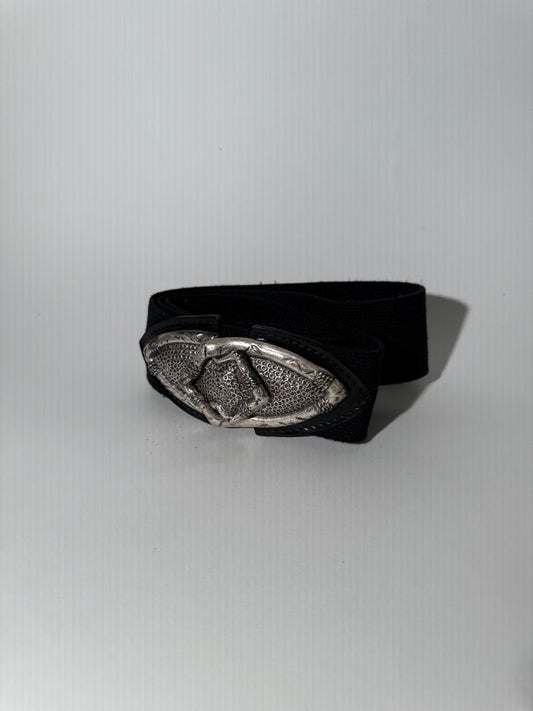 Ceramic Block + Black Leather Strap Belt