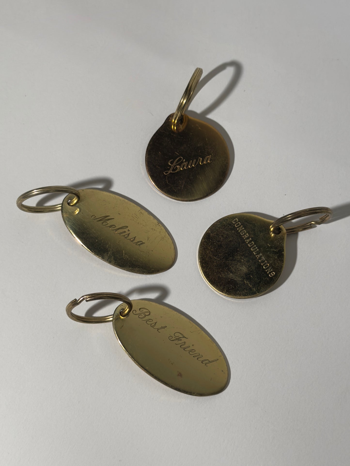 Large Solid Brass Engraved Key Ring