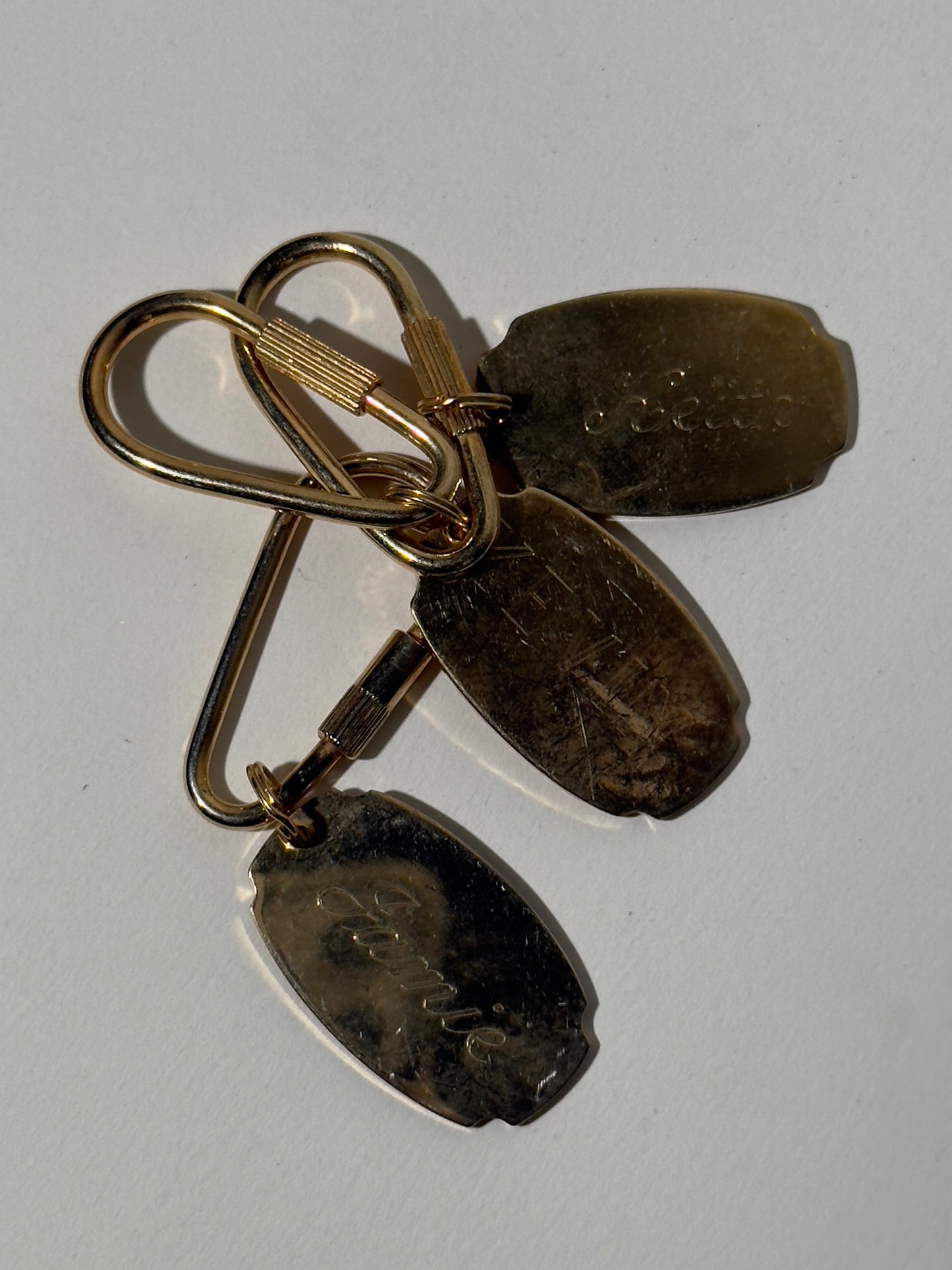 Brass Carabiner Name Plate Key Ring