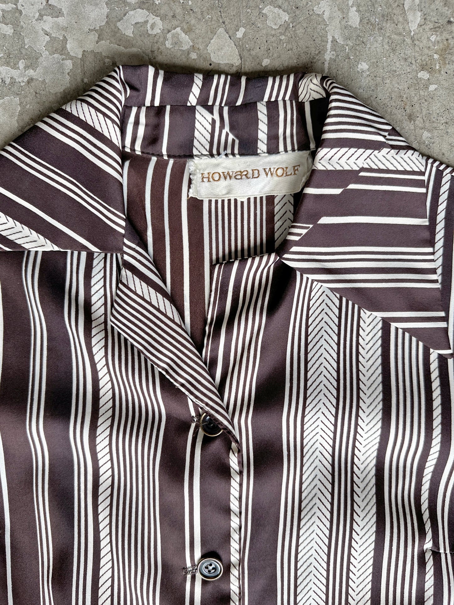 1970s Brown Striped Howard Wolf Dress