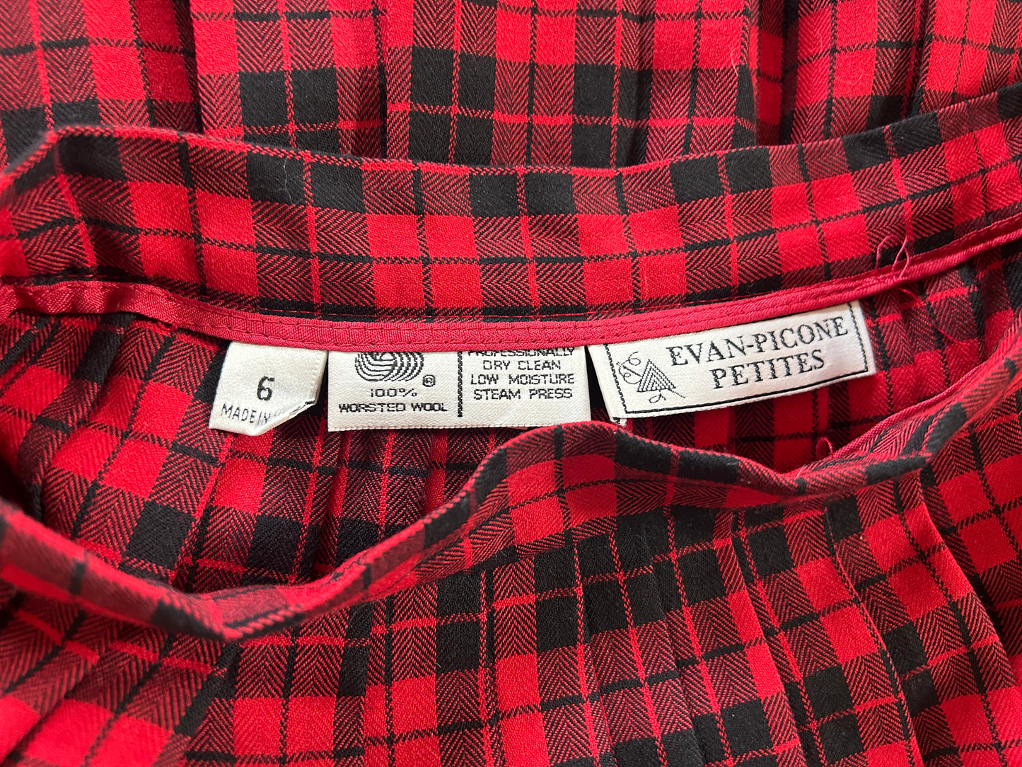 Black + Red Plaid Pleated Skirt