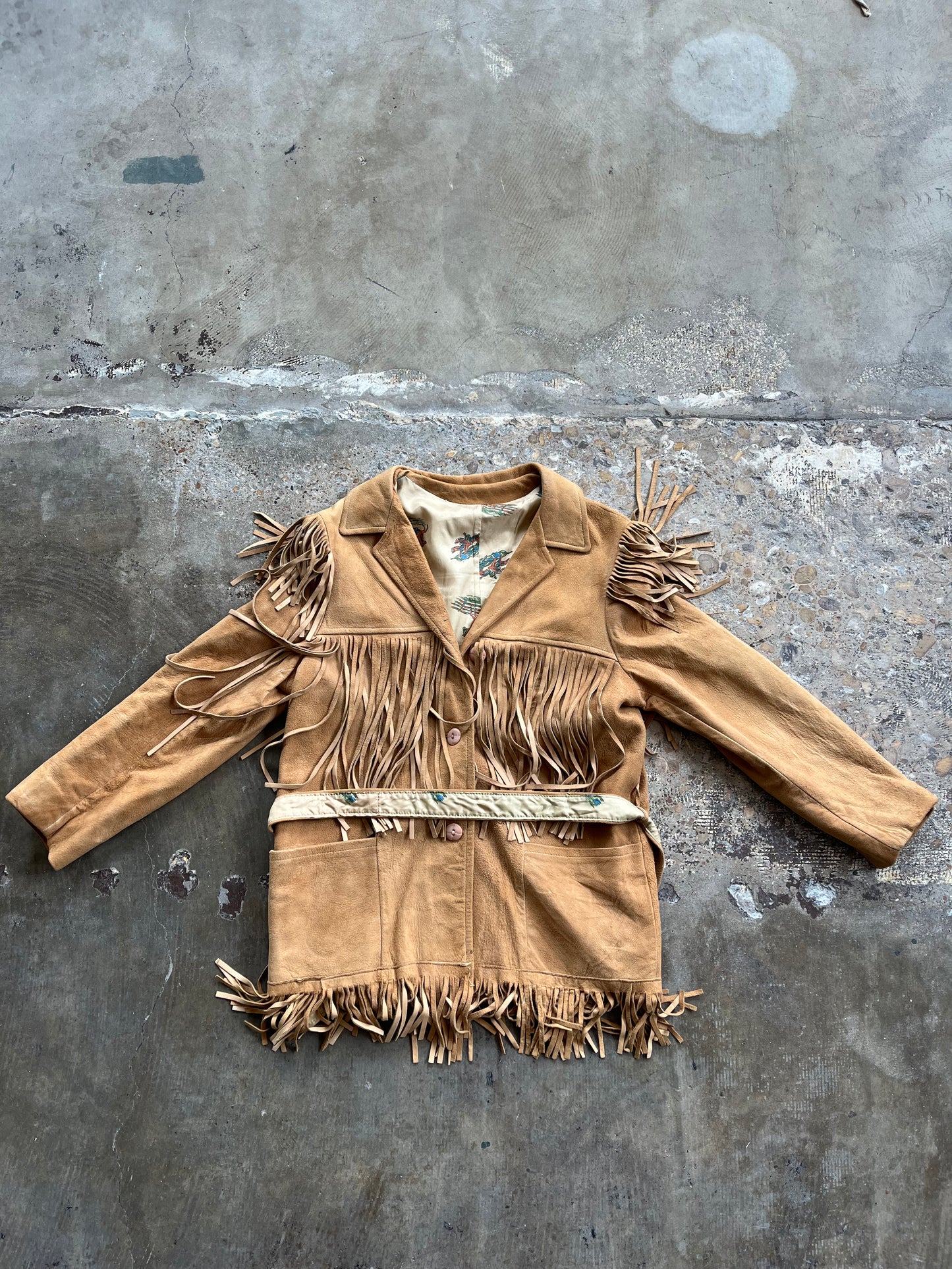 Belted Fringe Suede Jacket