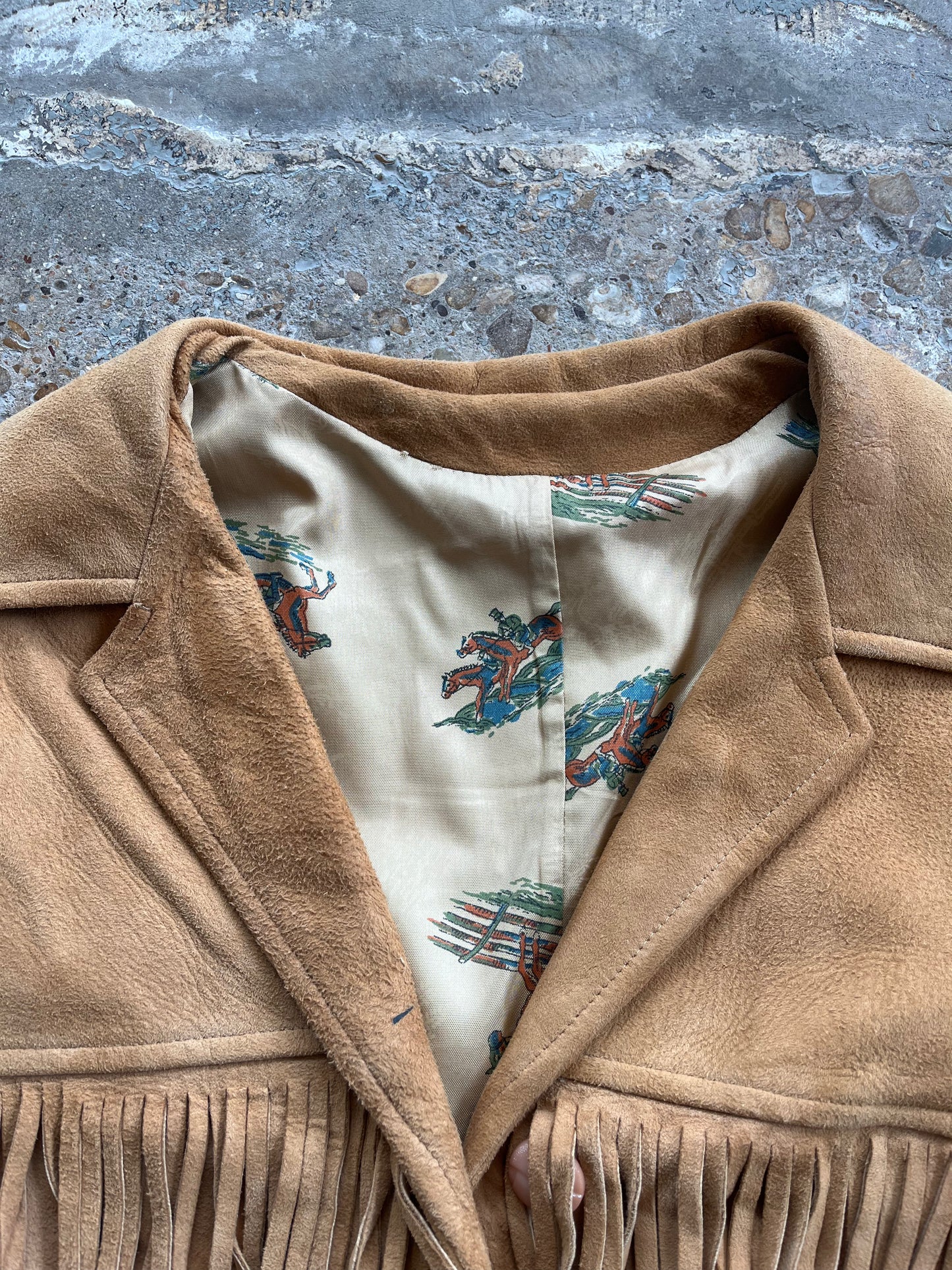 Belted Fringe Suede Jacket