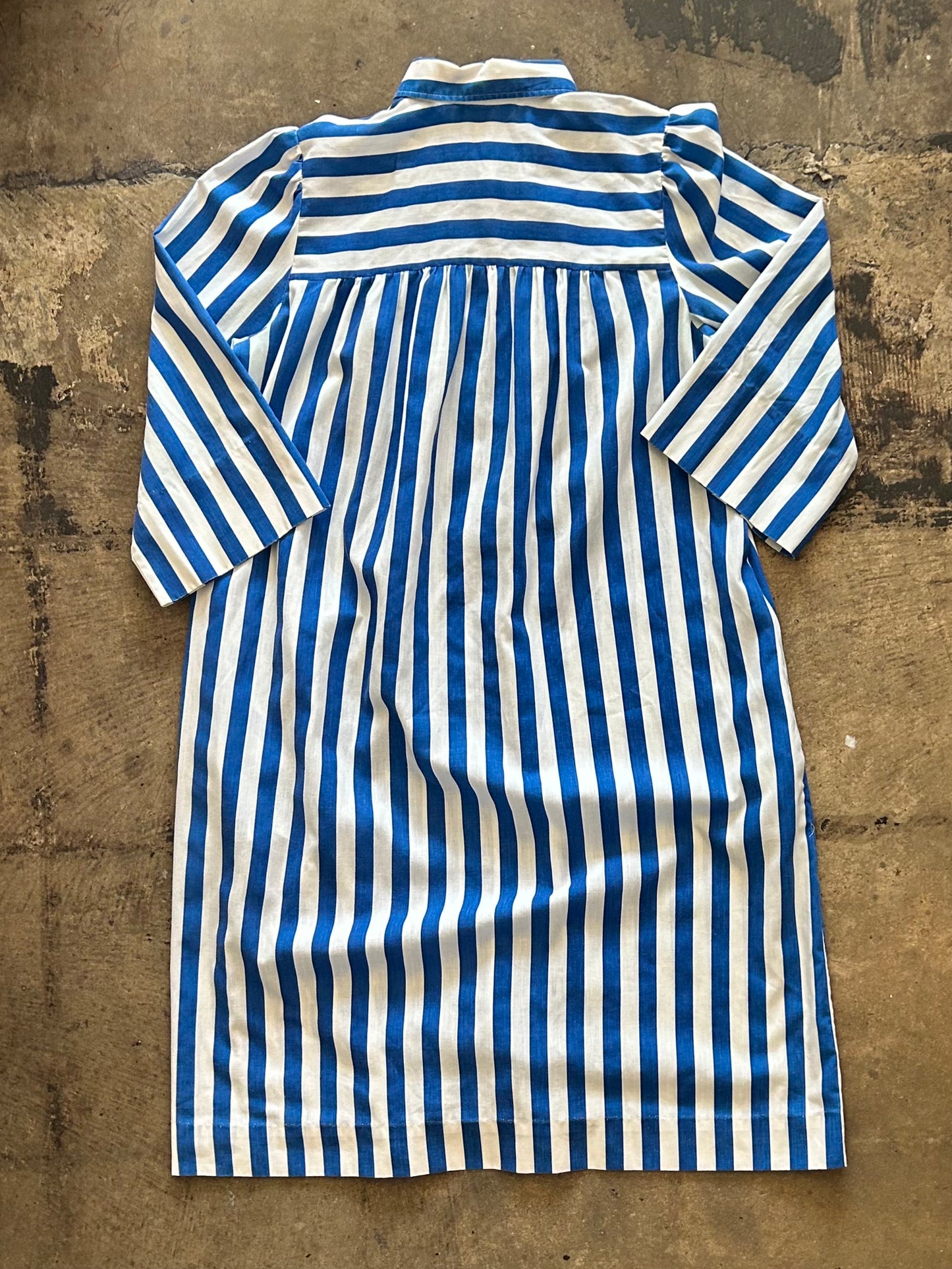 Blue Striped Button Front Night Gown