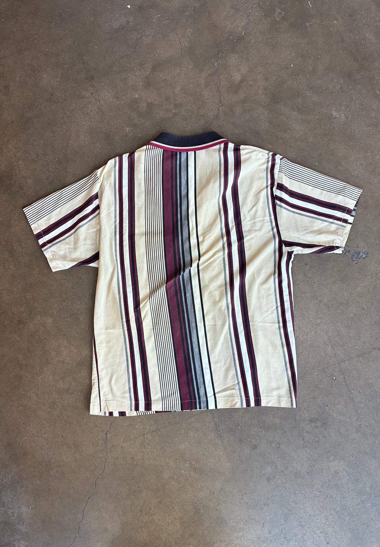 Red + Taupe + Black Striped Polo Shirt