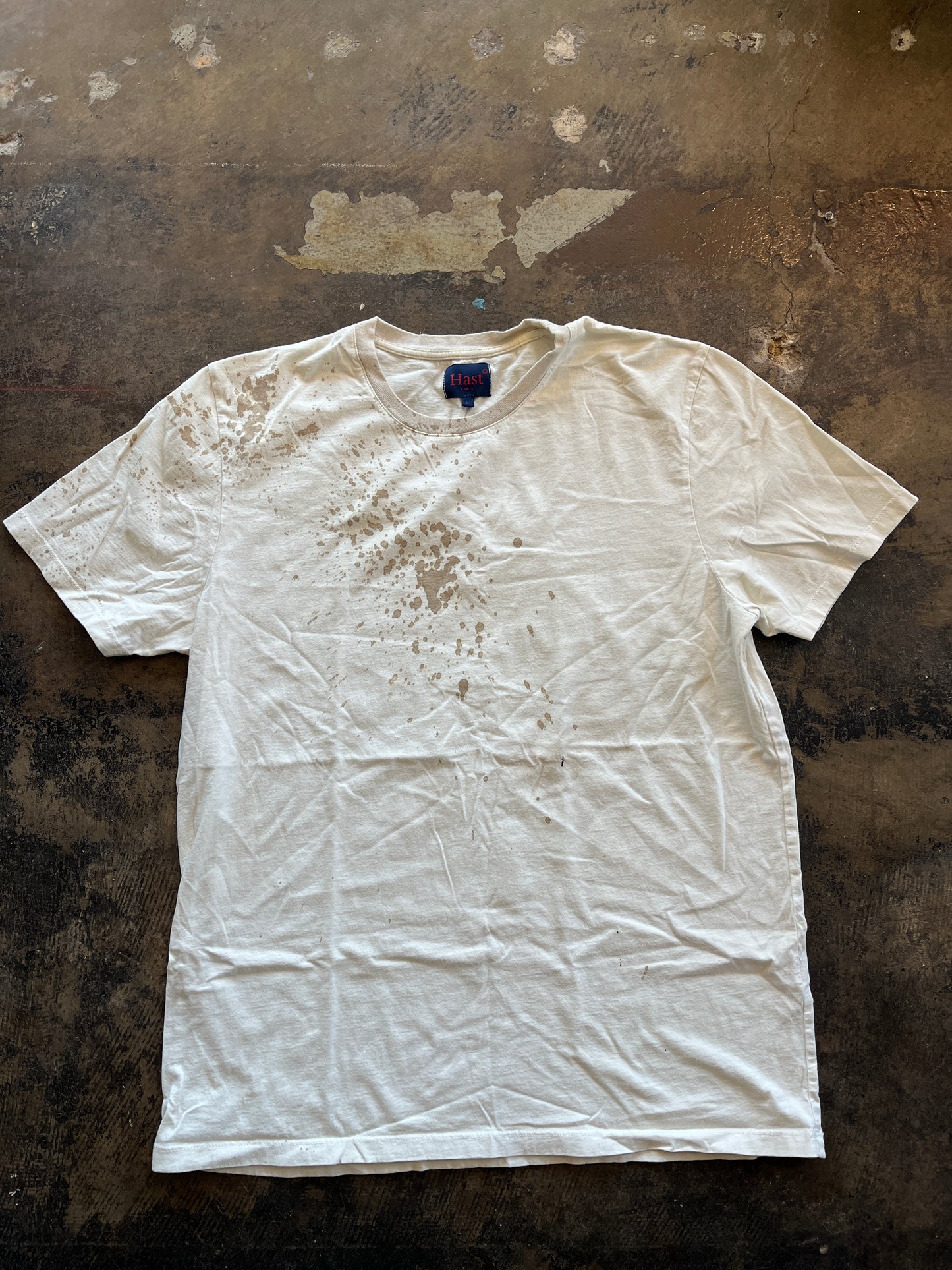 Oil Stained Hast Paris White Tee