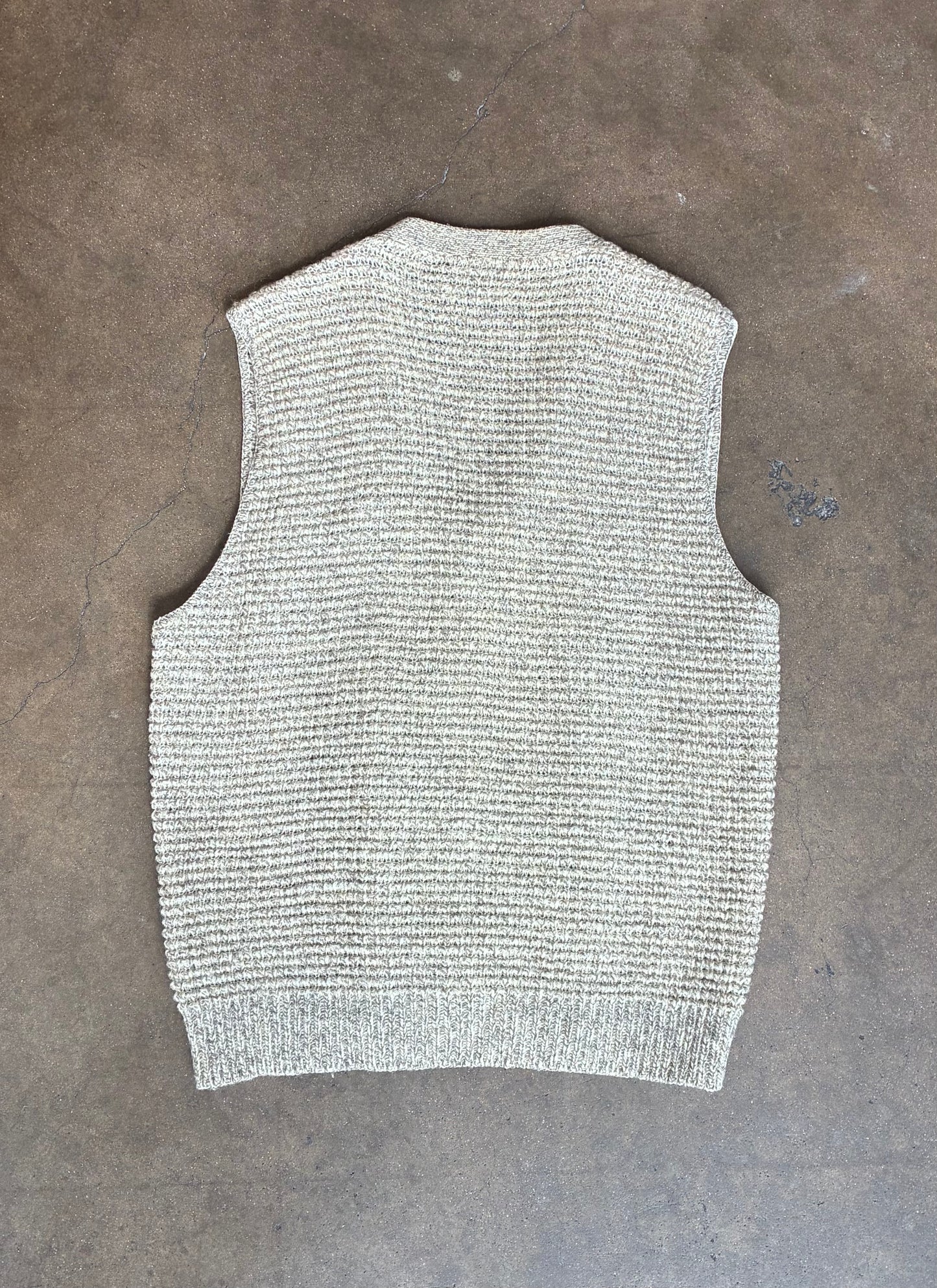 Oatmeal Waffle Knit Button Up Sweater Vest