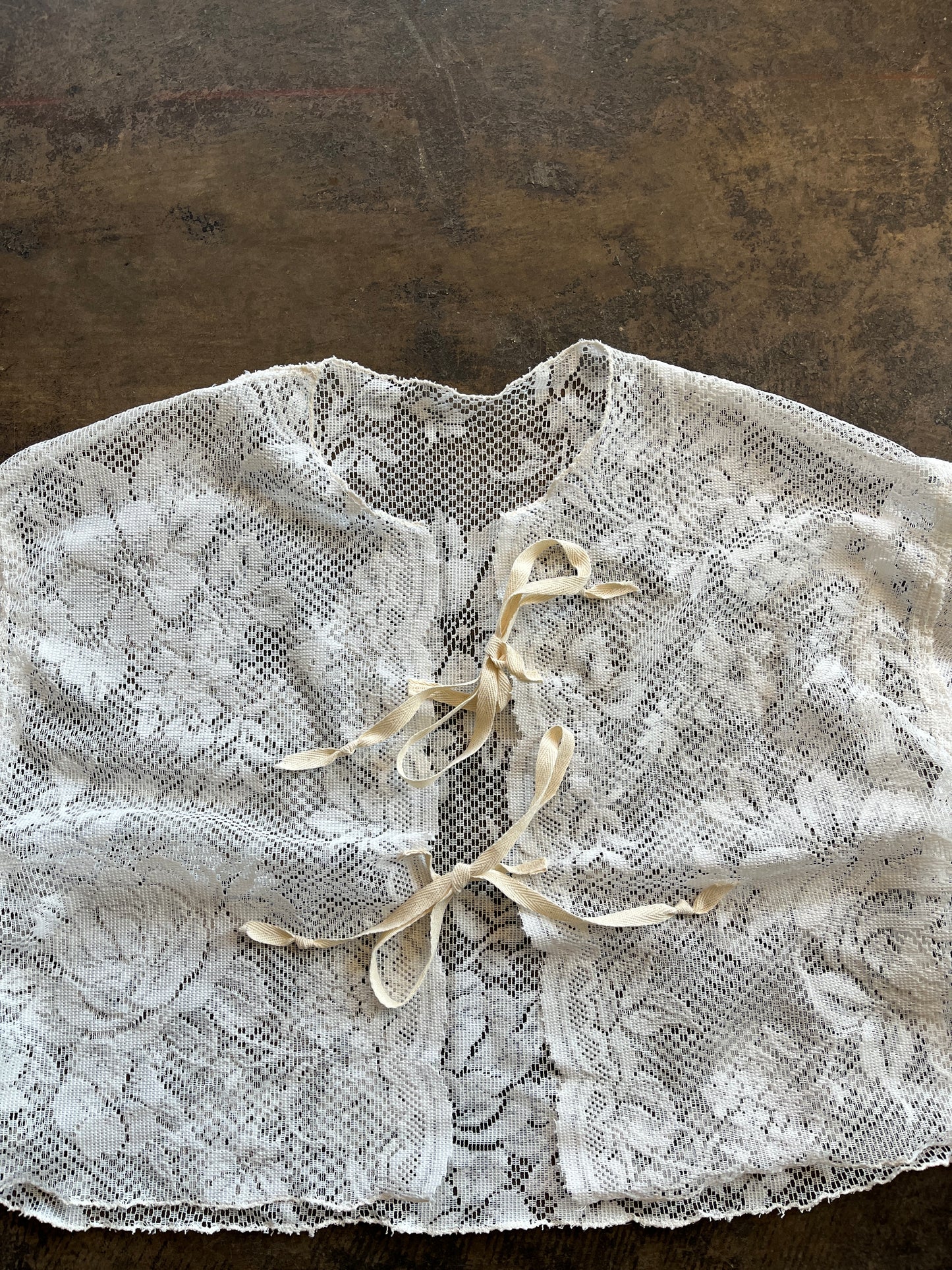 Montclair Vintage Goods Large Lace Tie Front Top