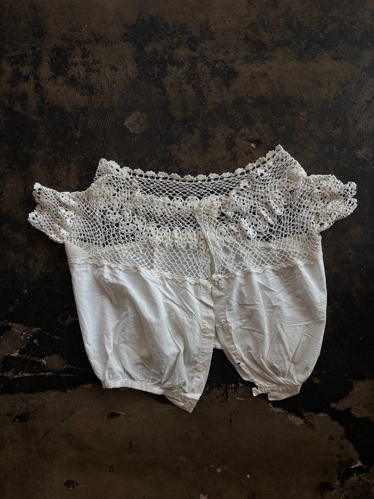 Cap Sleeve Crochet Detail White Top
