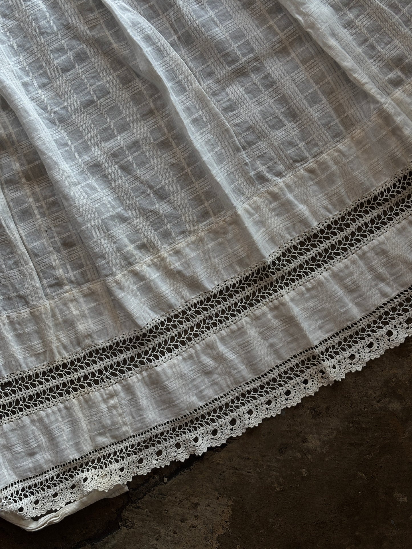 Long White Crochet Detail Apron