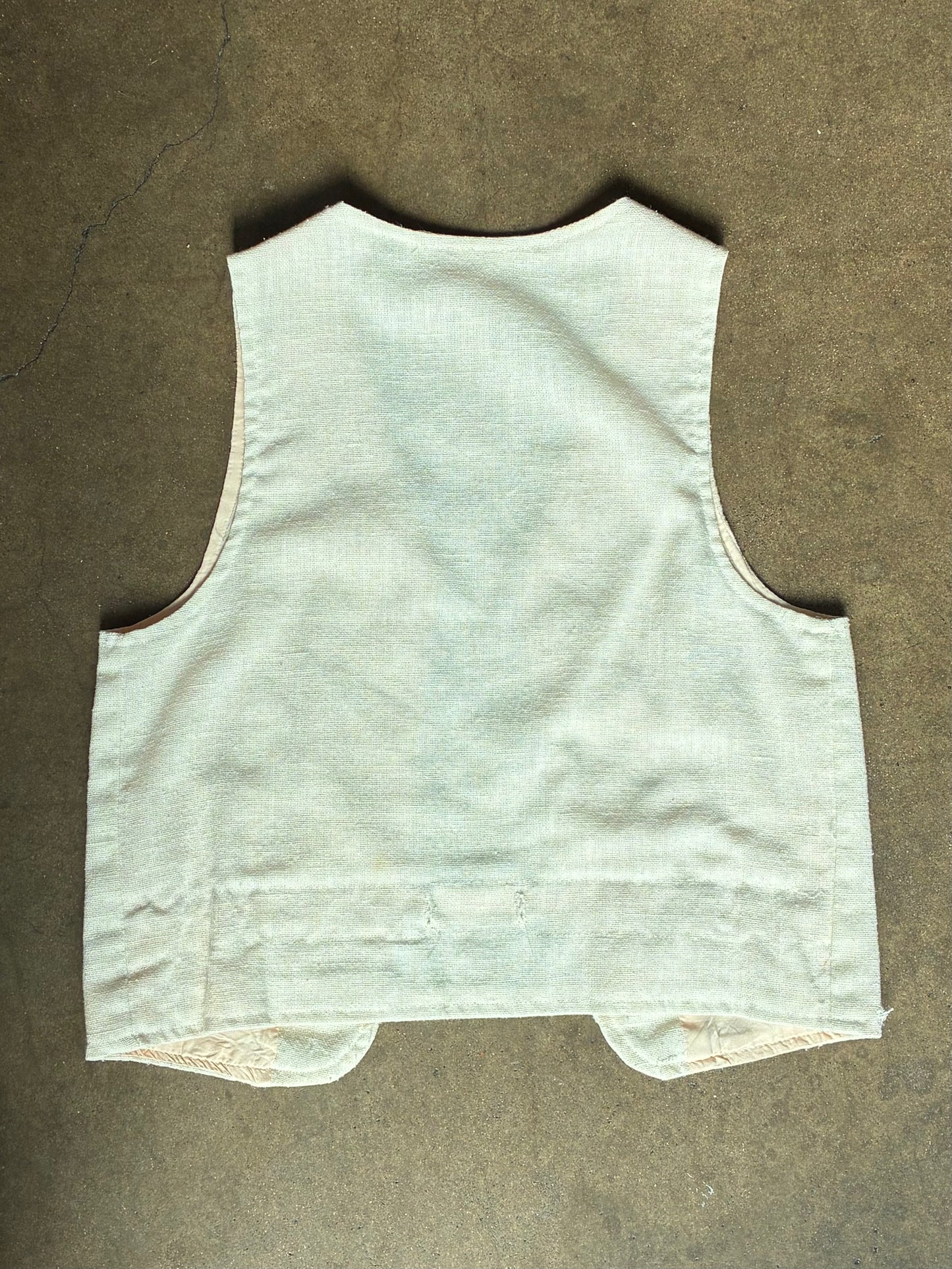 Cream Linen Vest W/ Pockets